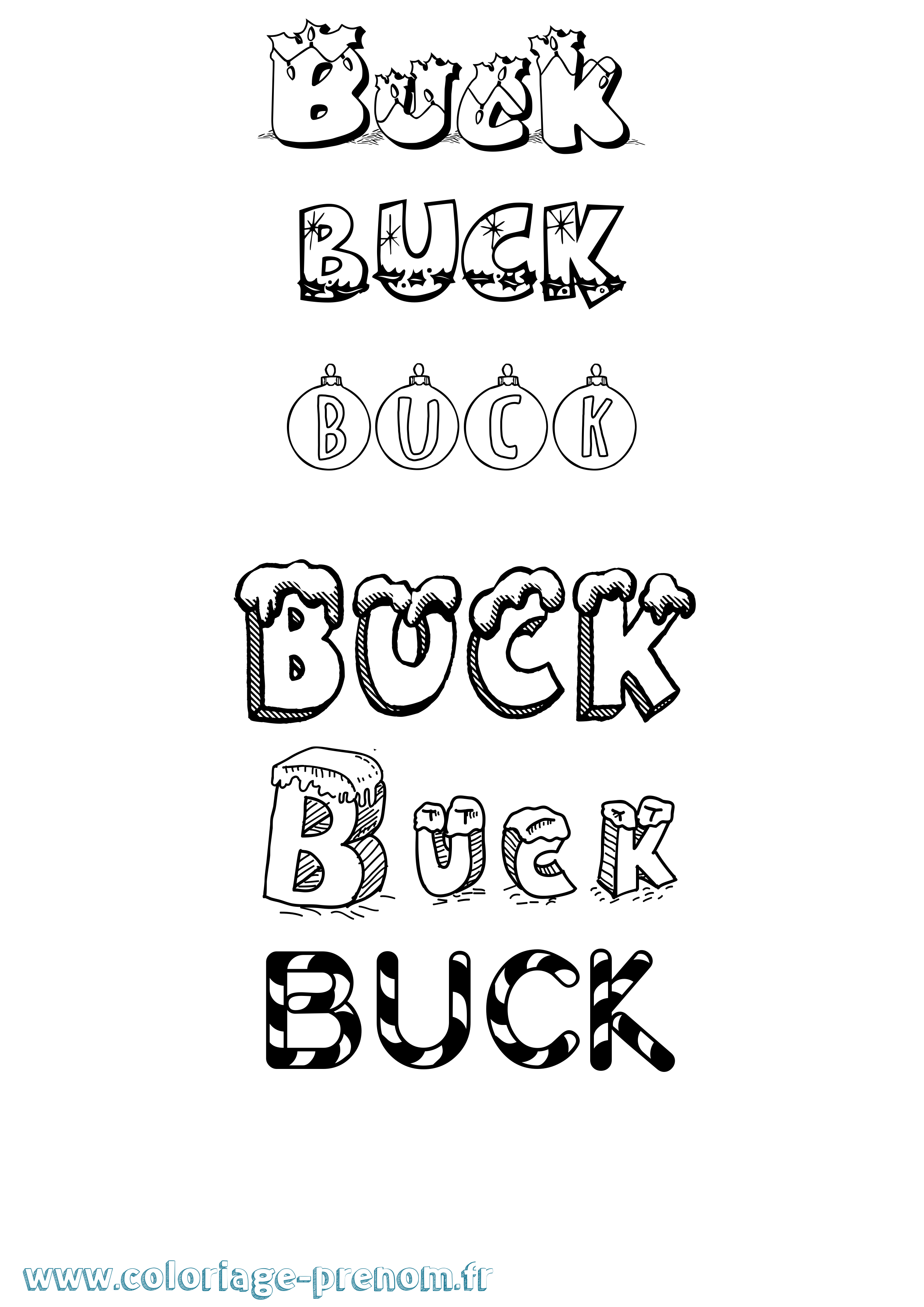 Coloriage prénom Buck Noël