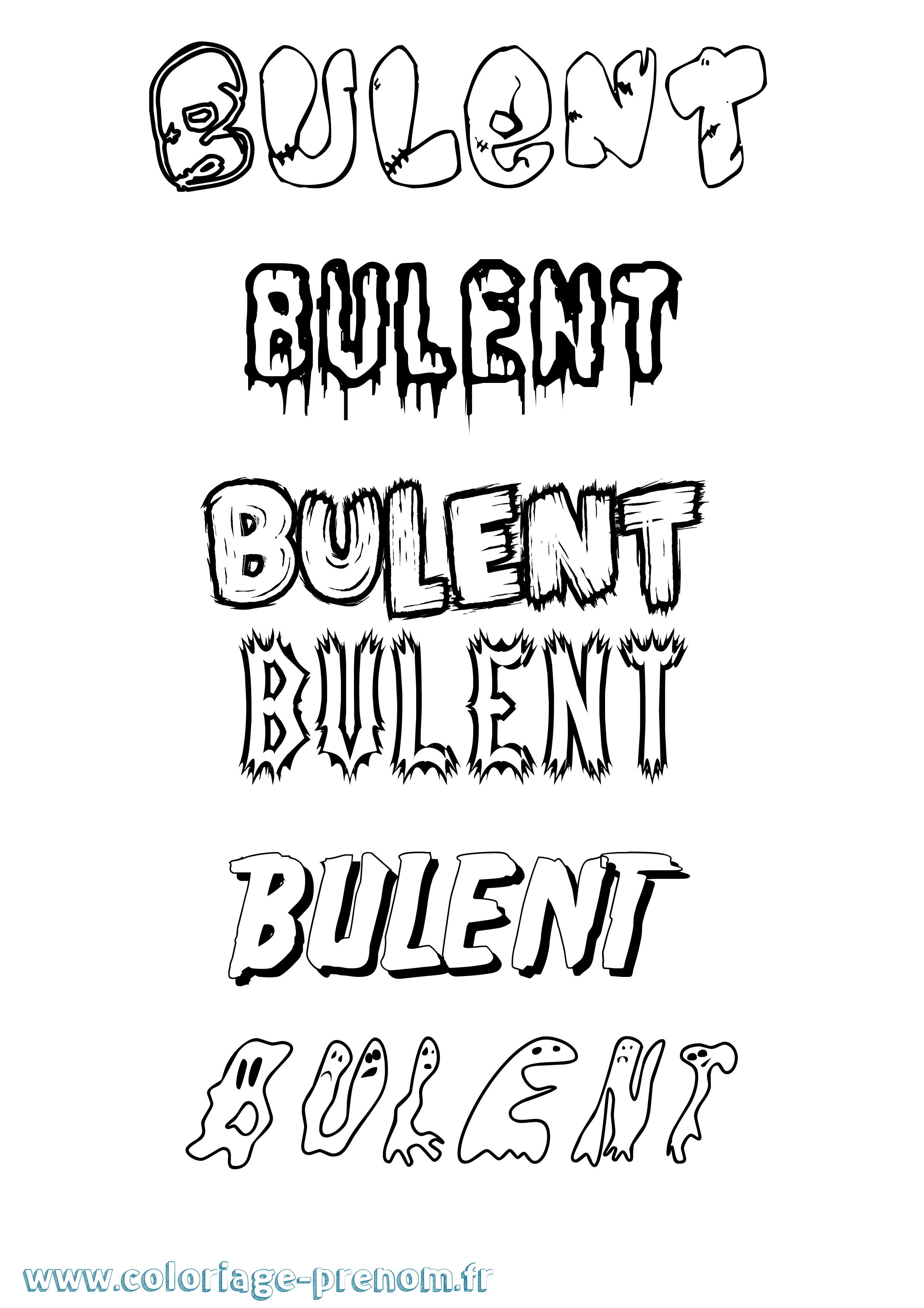 Coloriage Bulent Frisson Coloriage prénom Bulent Frisson