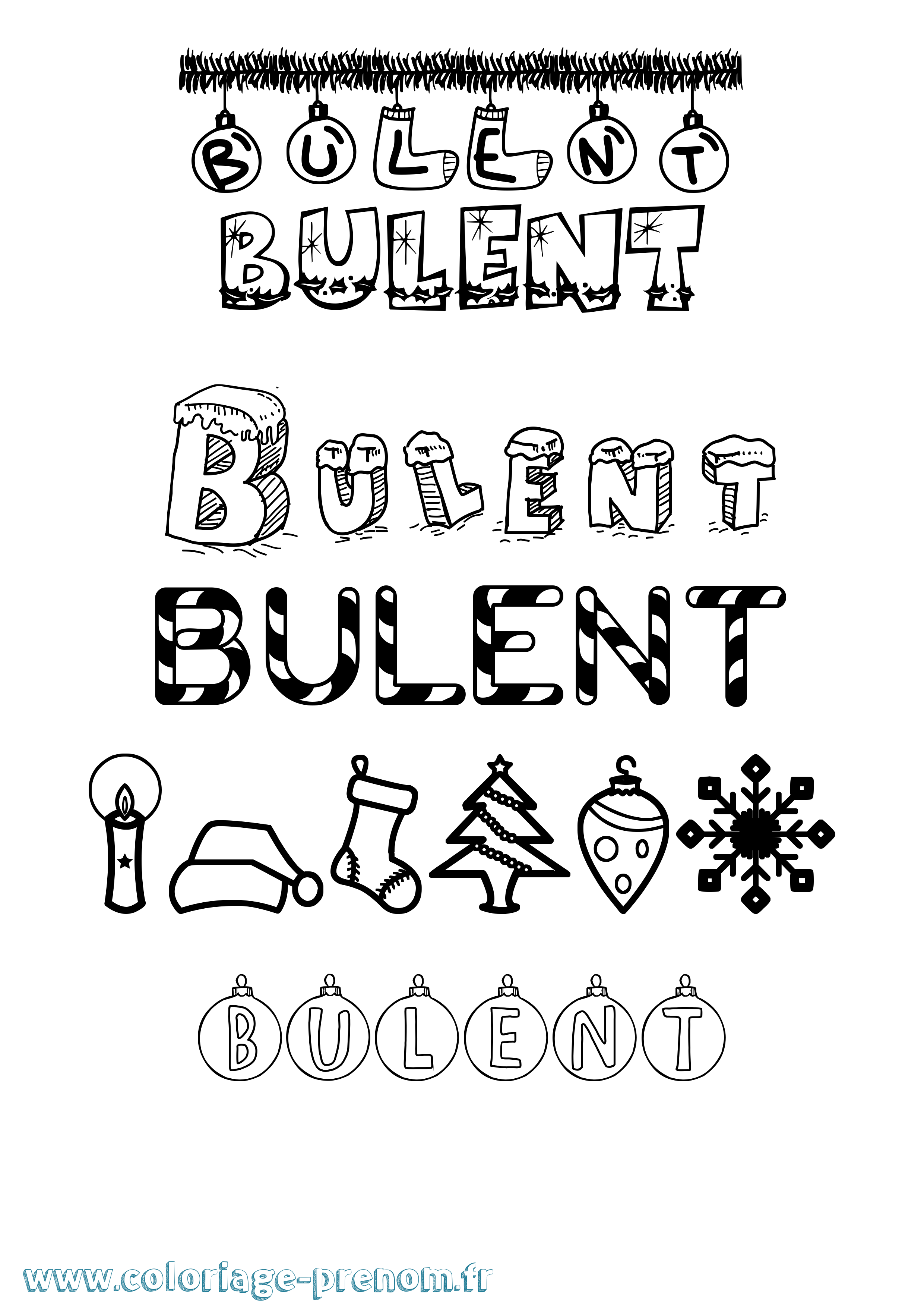 Coloriage Bulent Noël Coloriage prénom Bulent Noël