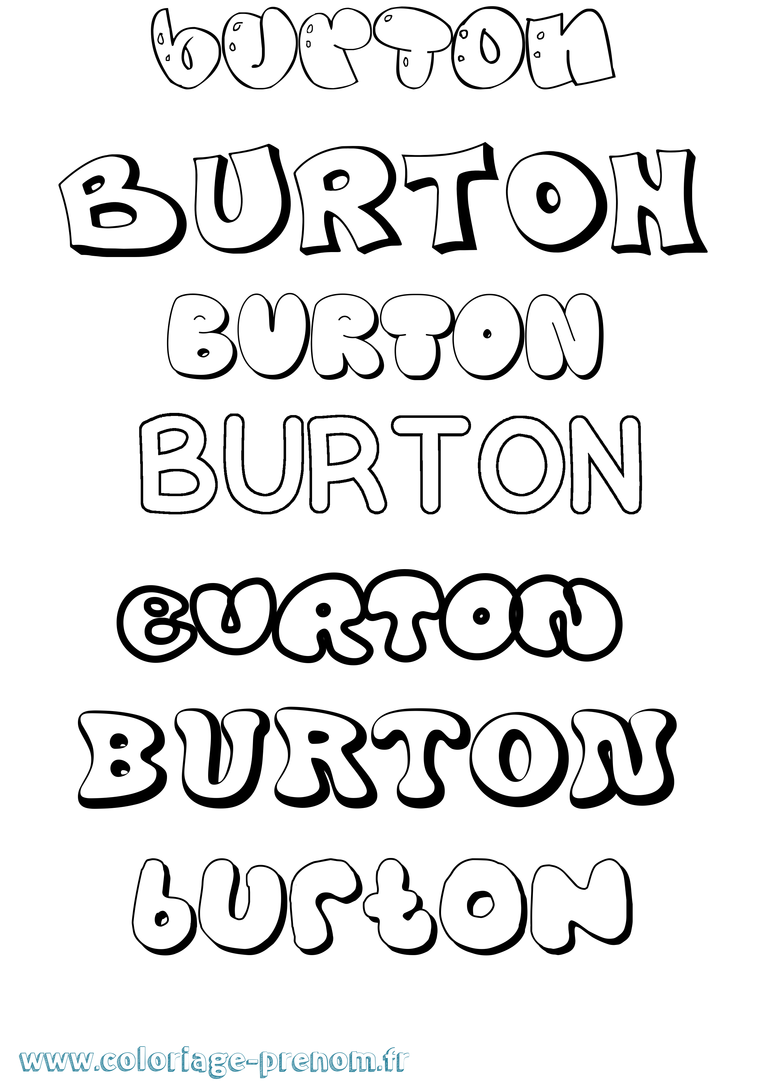 Coloriage prénom Burton Bubble