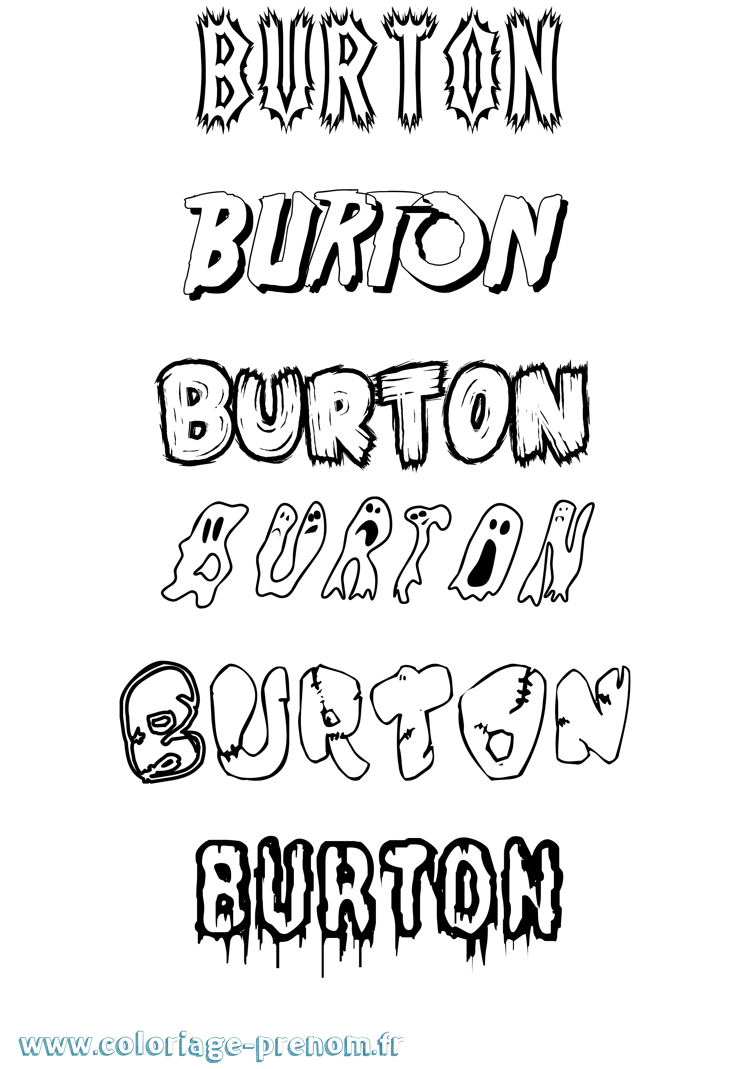 Coloriage prénom Burton Frisson