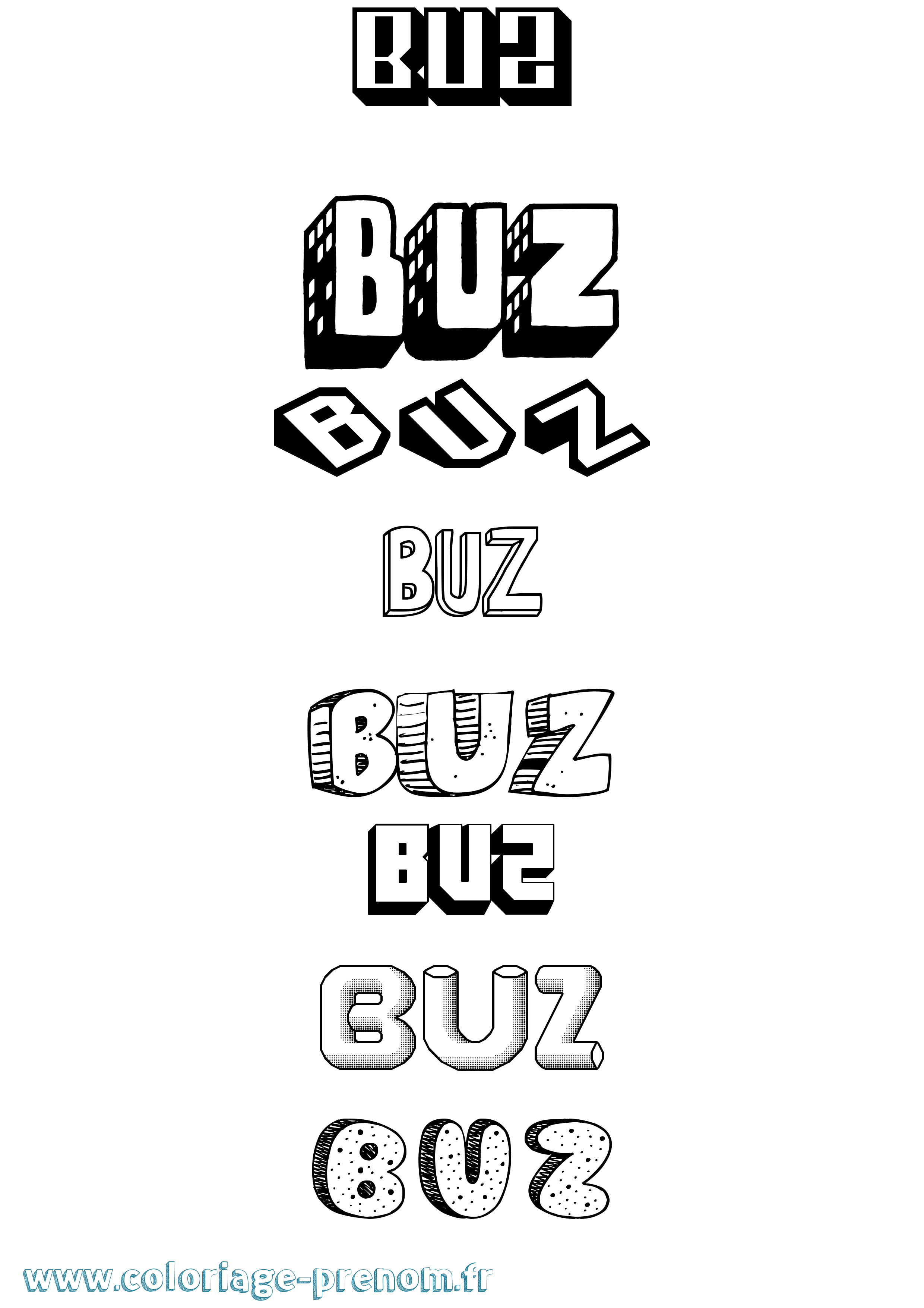 Coloriage prénom Buz Effet 3D