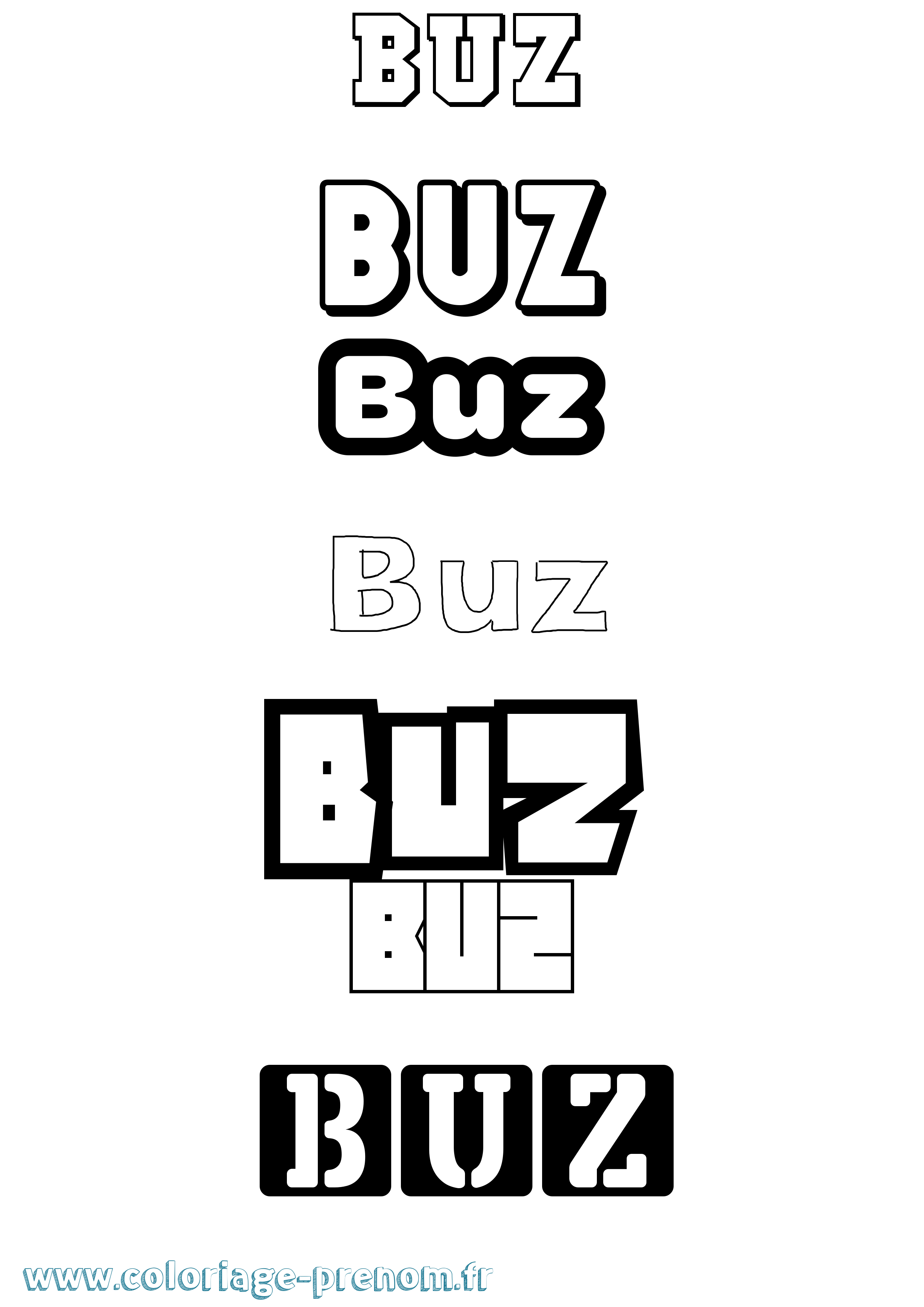 Coloriage prénom Buz Simple