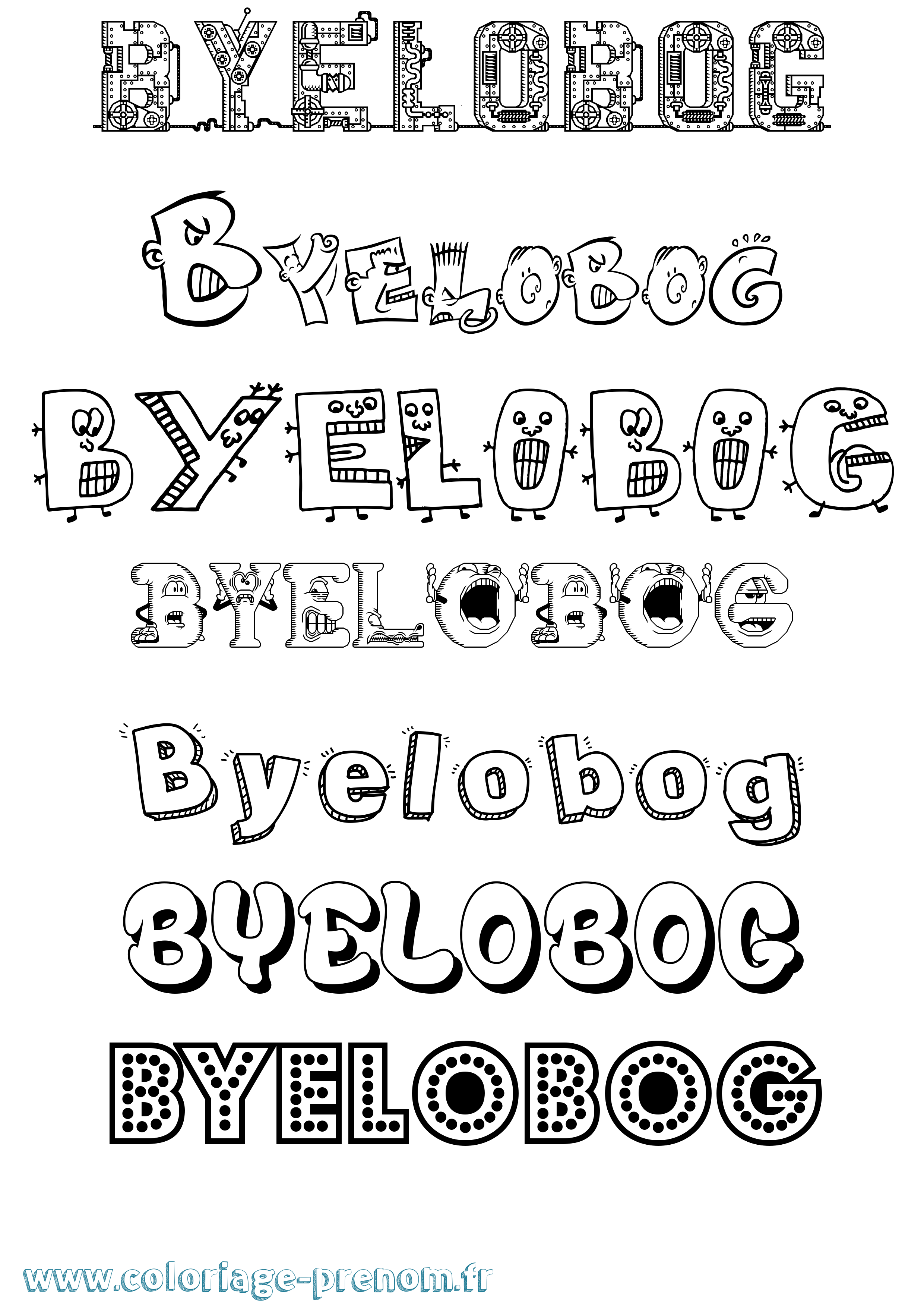Coloriage prénom Byelobog