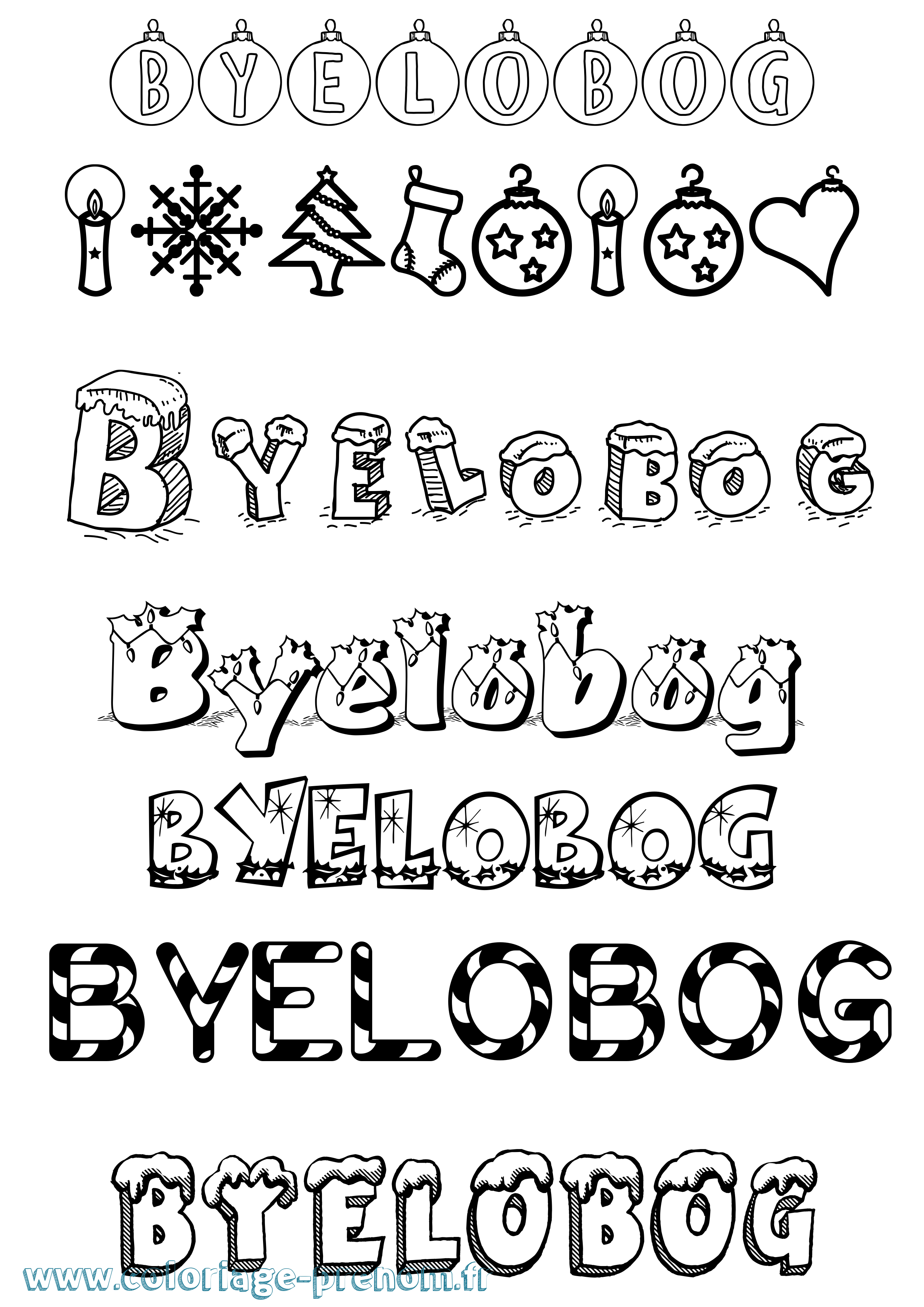 Coloriage prénom Byelobog