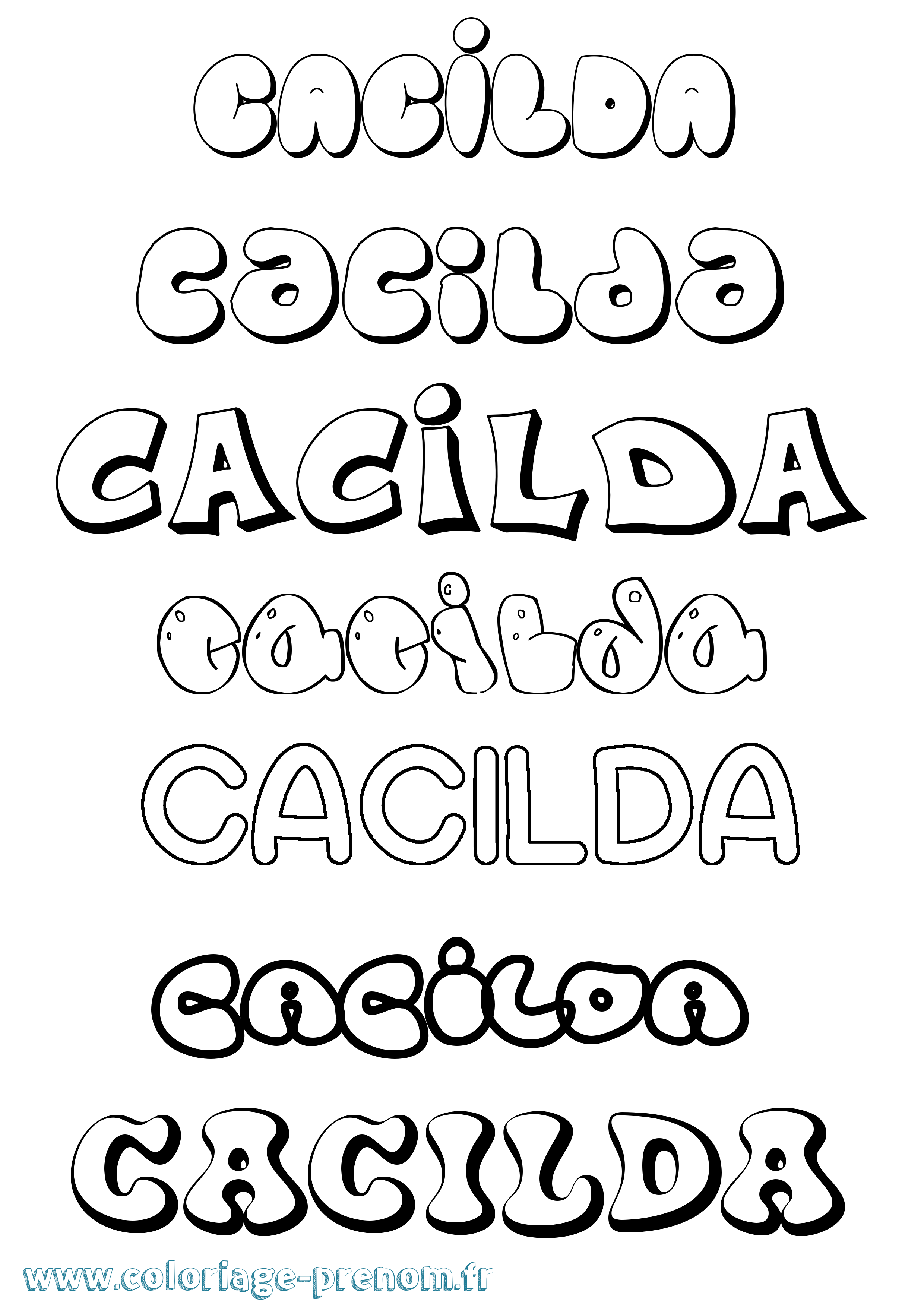 Coloriage Cacilda Bubble Coloriage prénom Cacilda Bubble