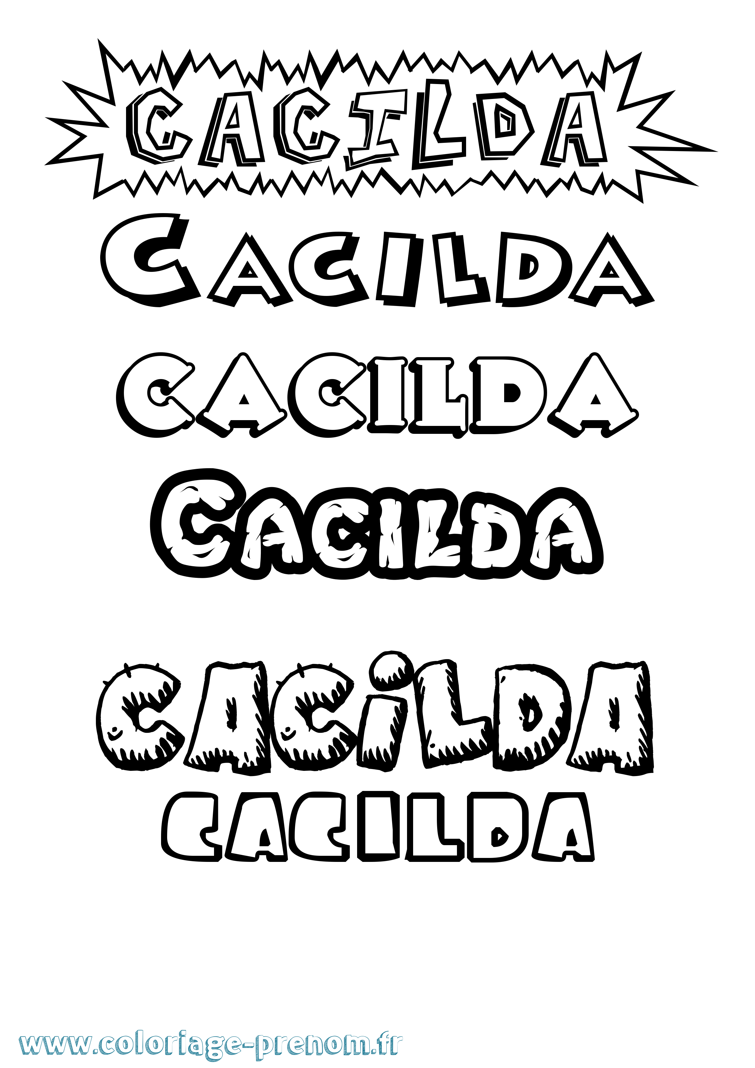 Coloriage Cacilda Dessin Animé Coloriage prénom Cacilda Dessin Animé
