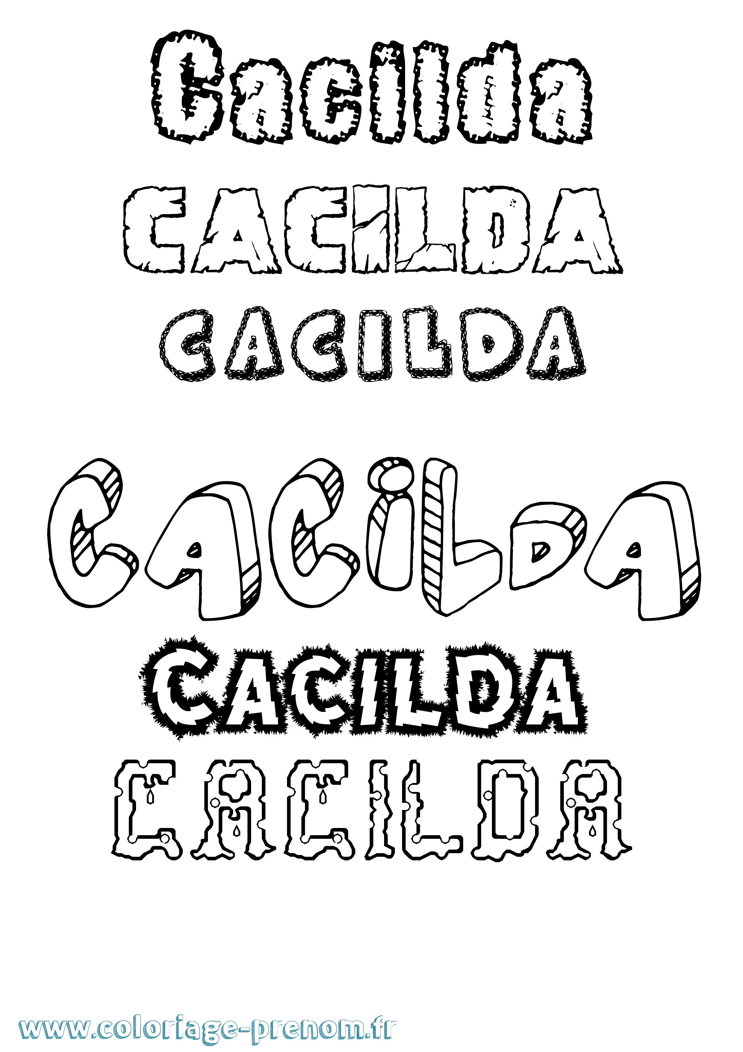 Coloriage Cacilda Destructuré Coloriage prénom Cacilda Destructuré