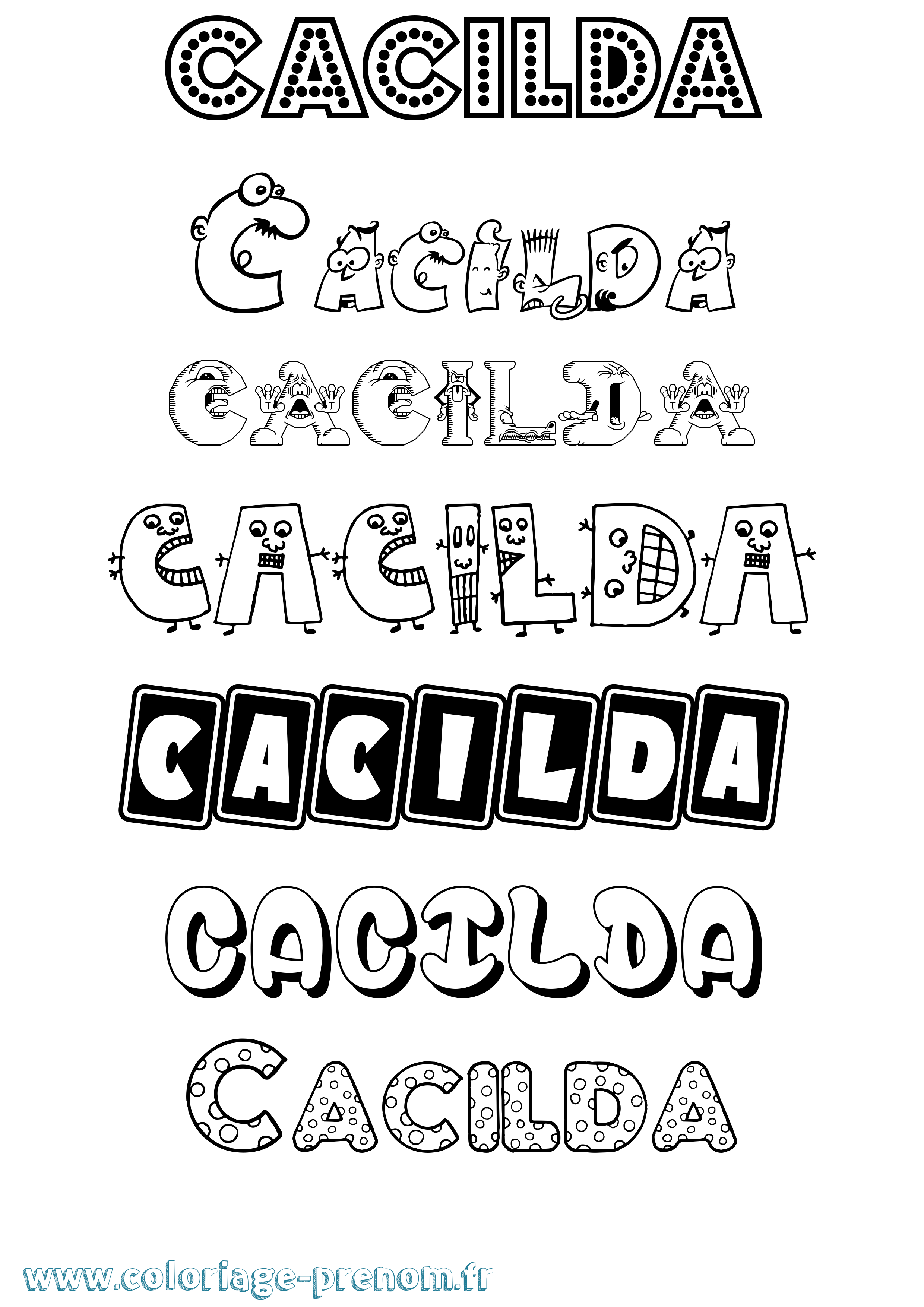 Coloriage prénom Cacilda Fun