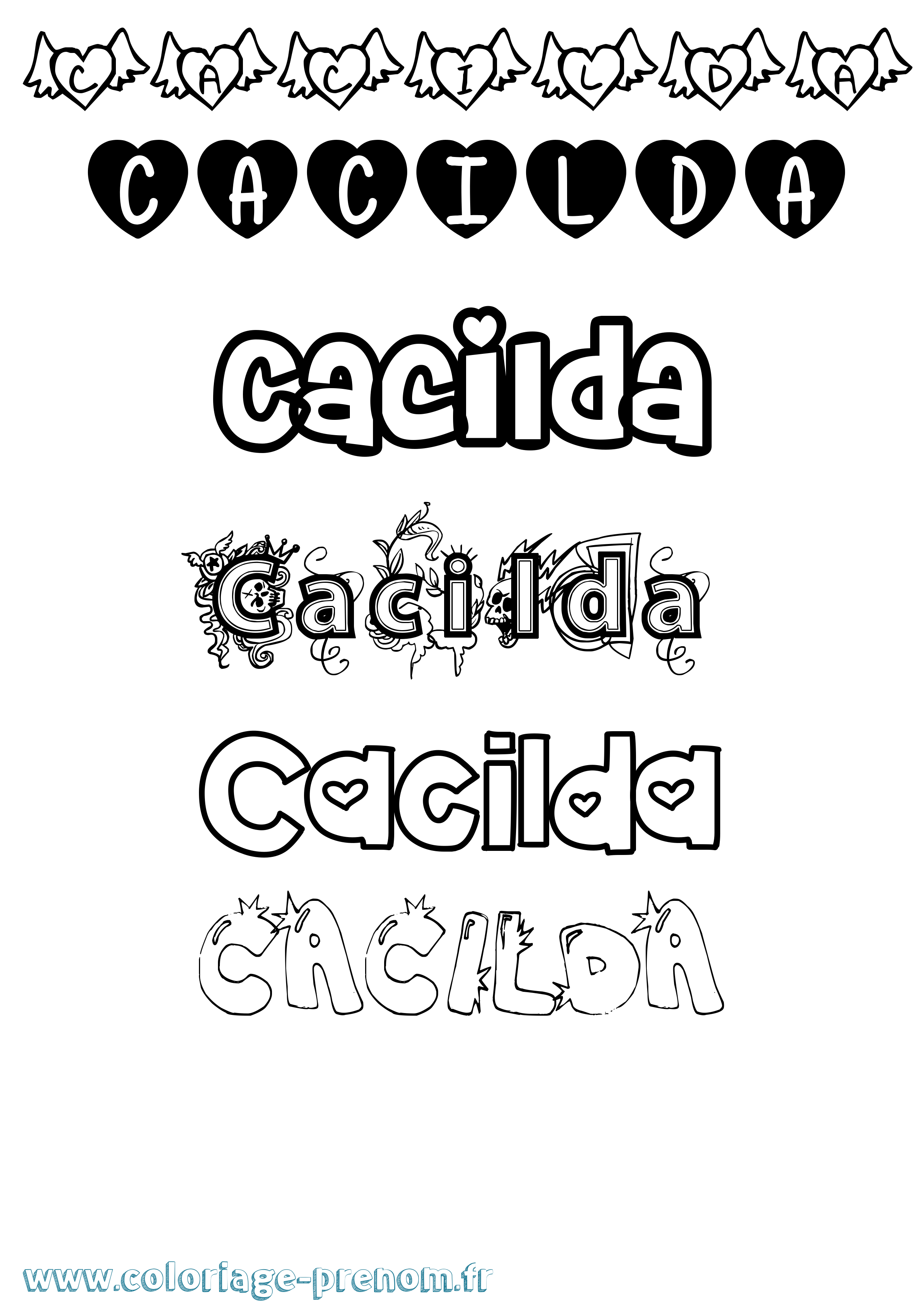Coloriage prénom Cacilda Girly