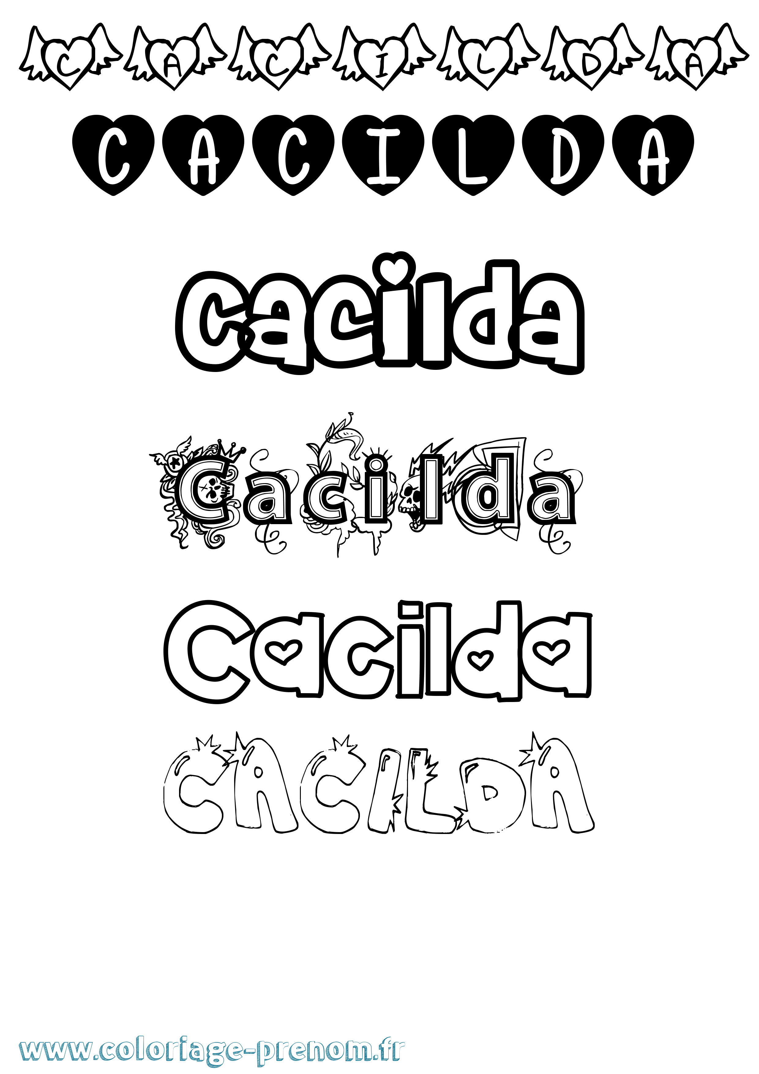 Coloriage Cacilda Girly Coloriage prénom Cacilda Girly