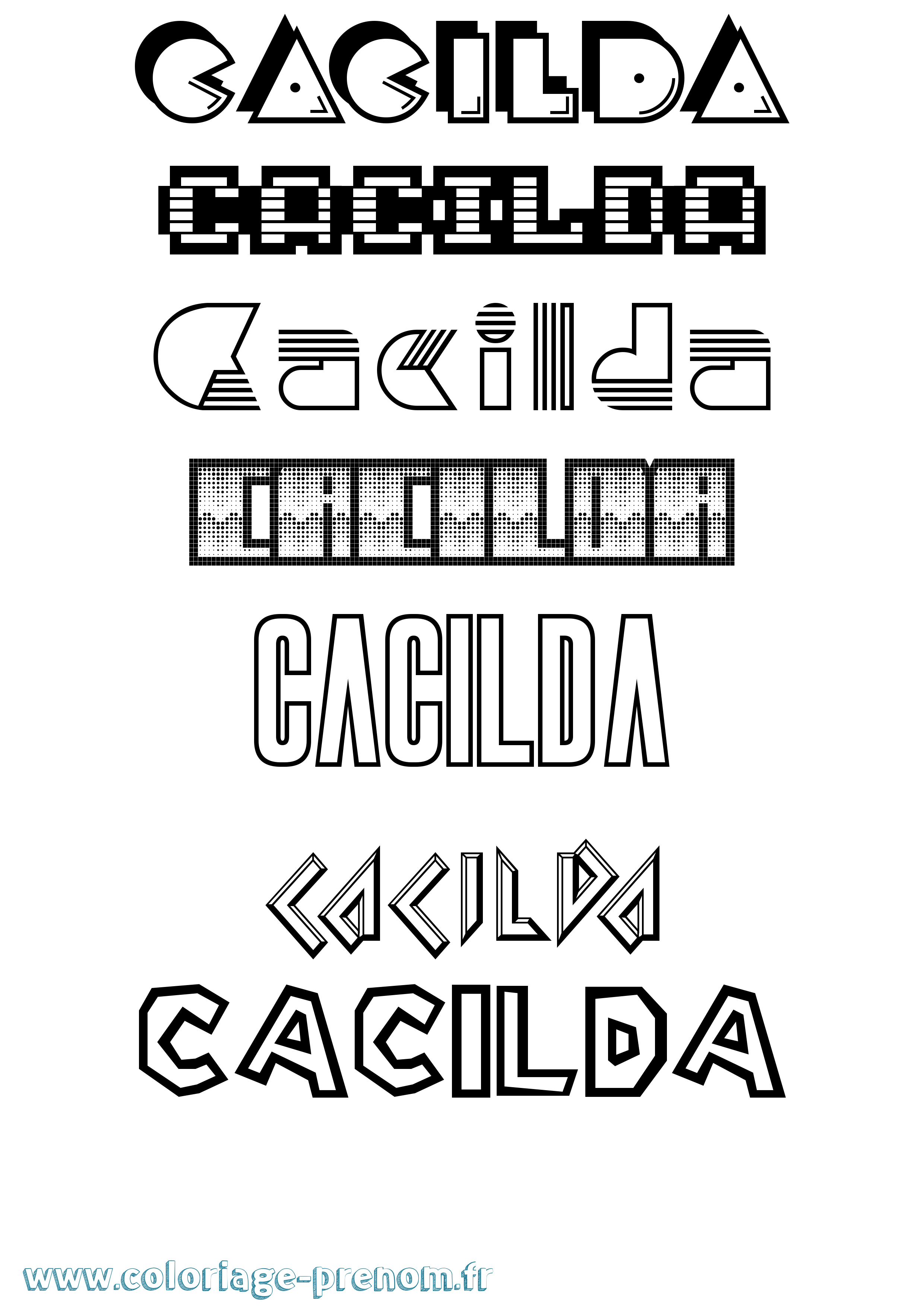 Coloriage Cacilda Jeux Vidéos Coloriage prénom Cacilda Jeux Vidéos