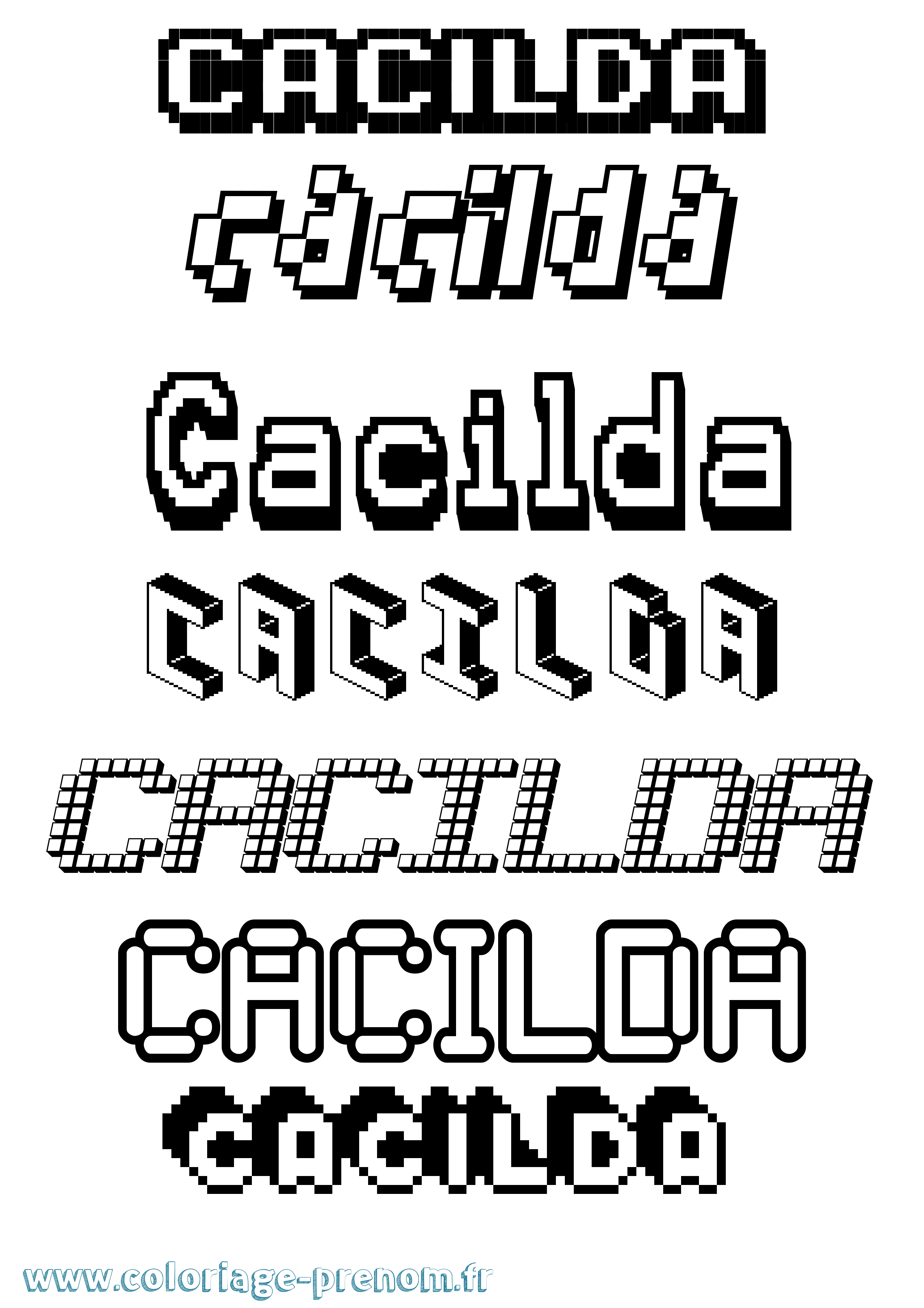 Coloriage prénom Cacilda Pixel