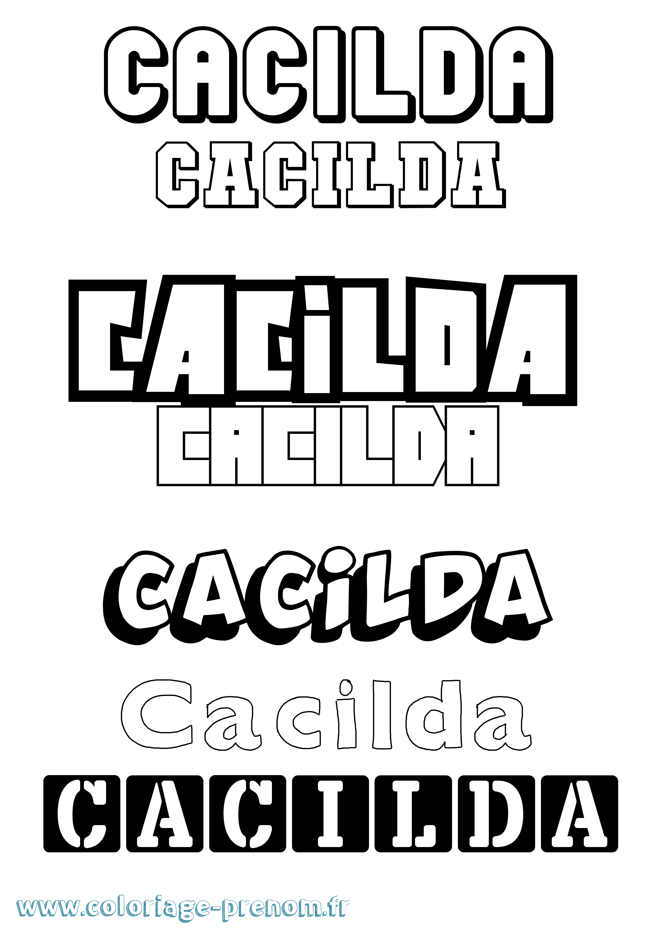Coloriage Cacilda Simple Coloriage prénom Cacilda Simple