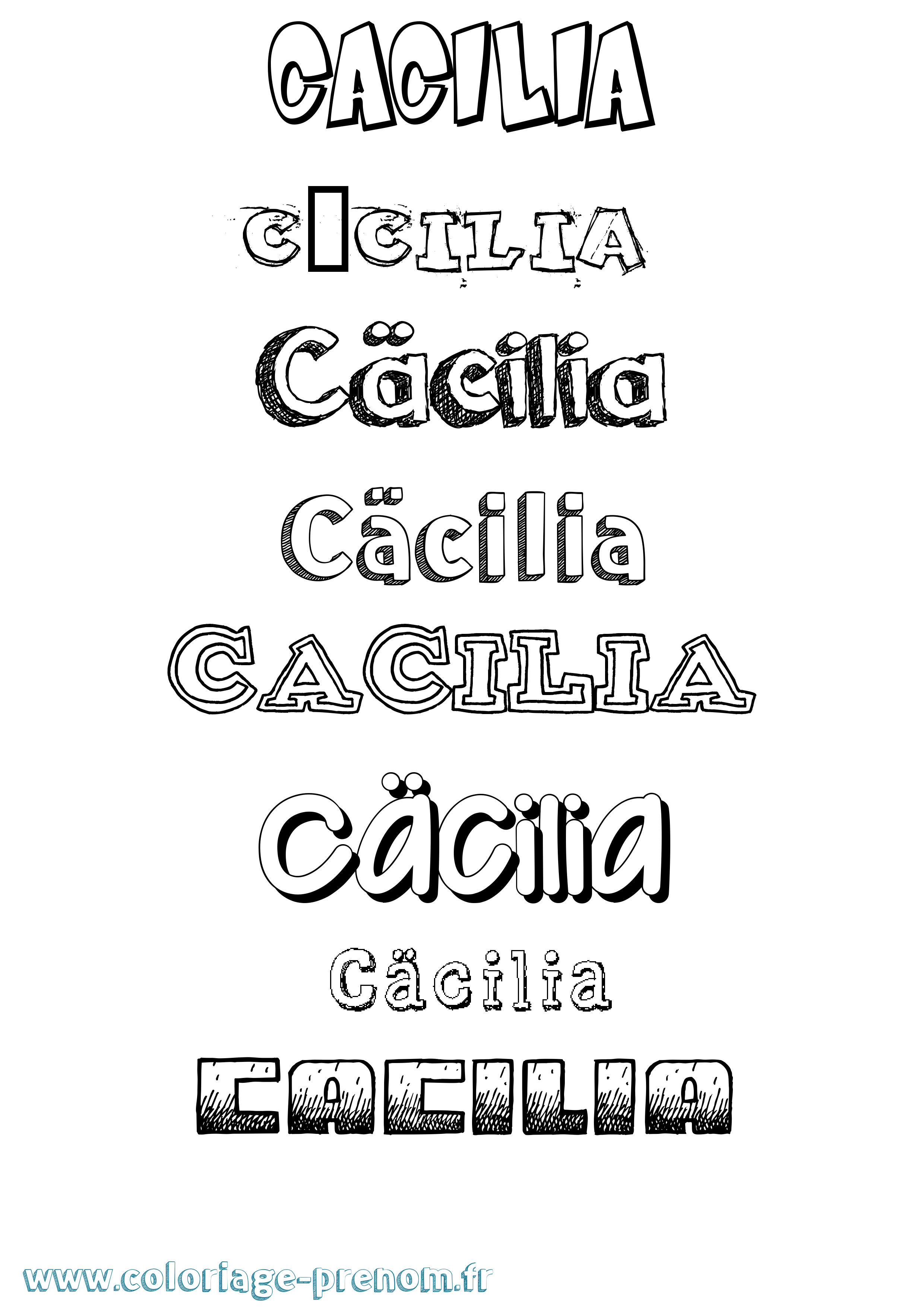 Coloriage Cäcilia Dessiné Coloriage prénom Cäcilia Dessiné