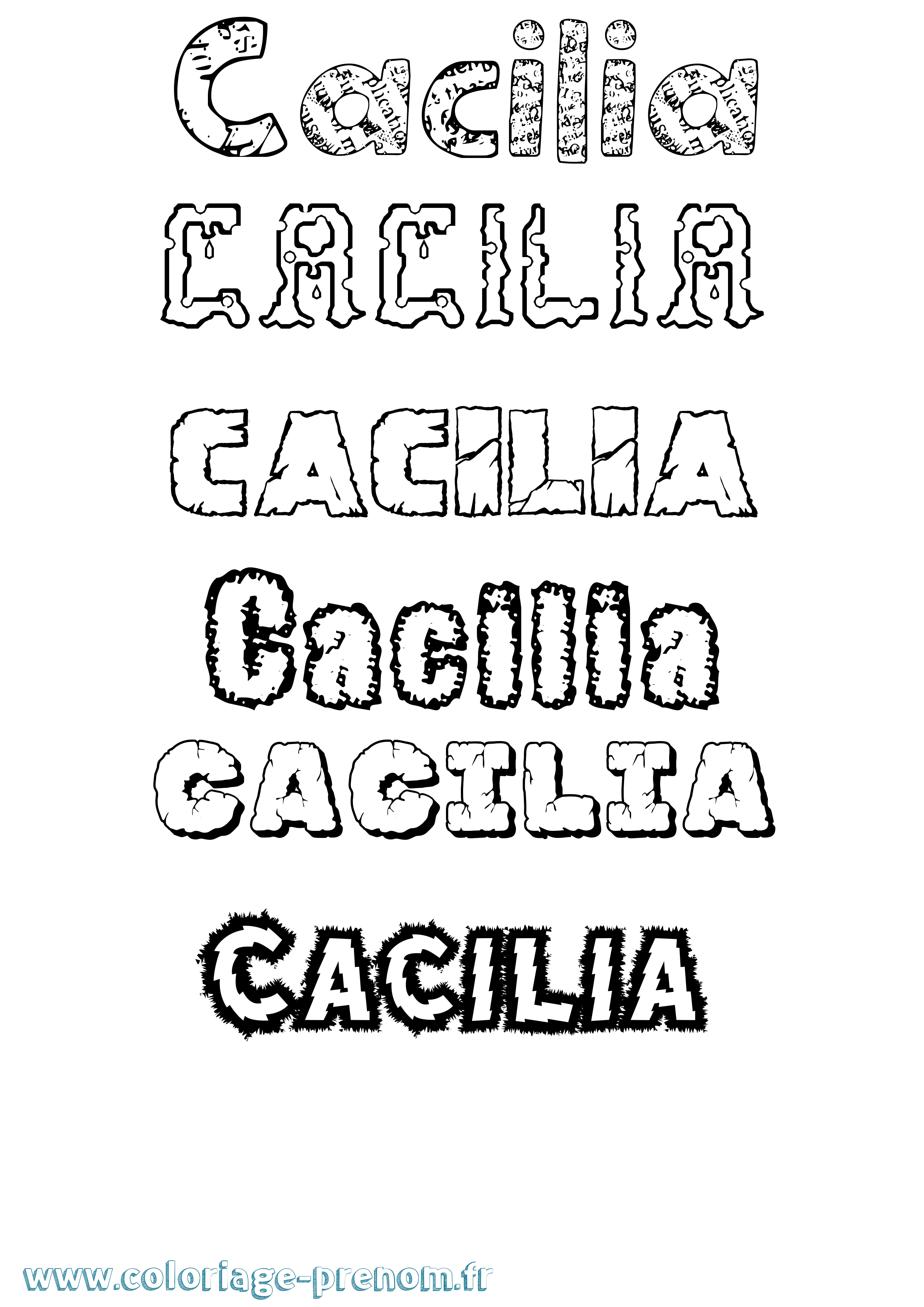 Coloriage Cäcilia Destructuré Coloriage prénom Cäcilia Destructuré