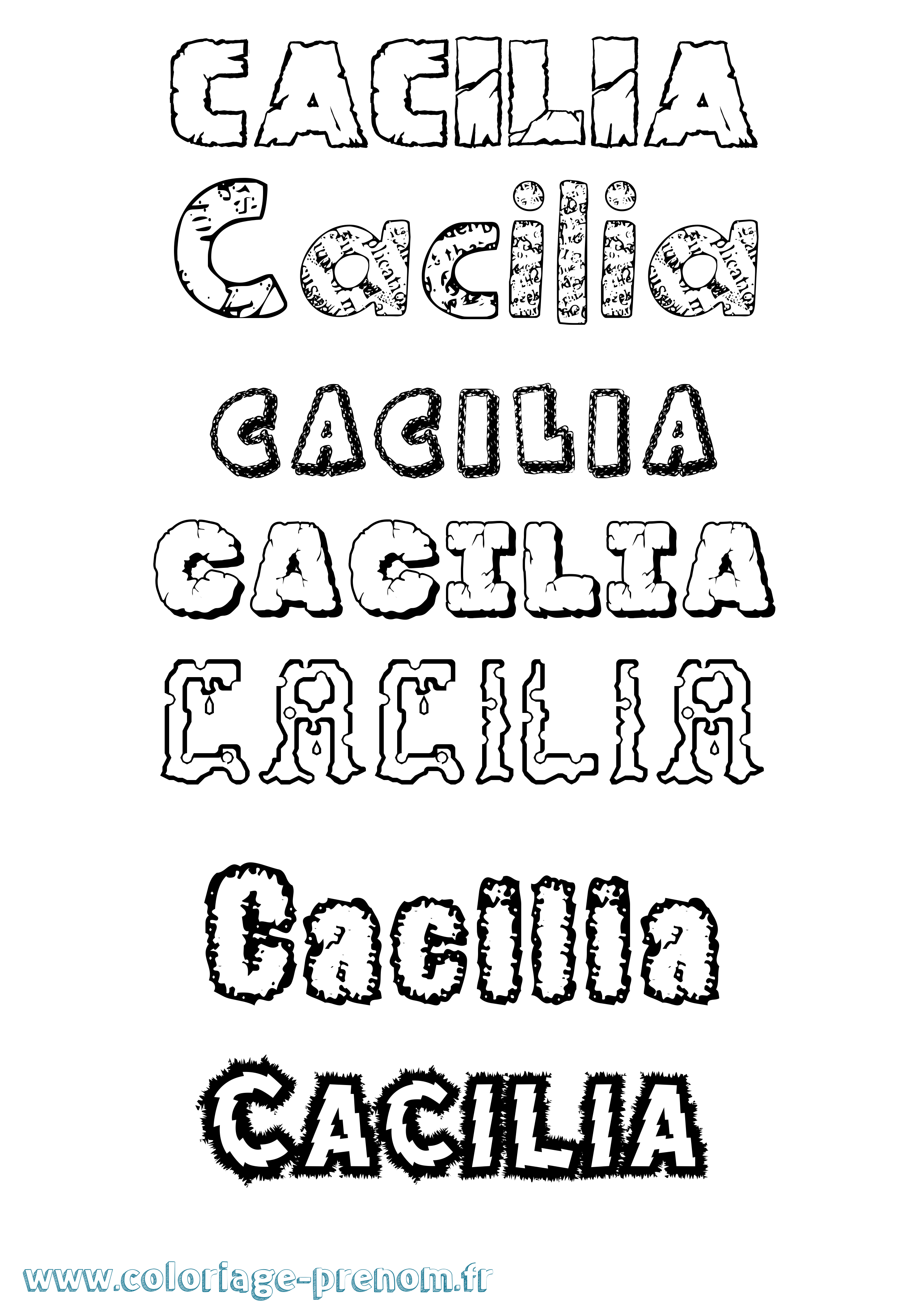 Coloriage prénom Cacilia Destructuré