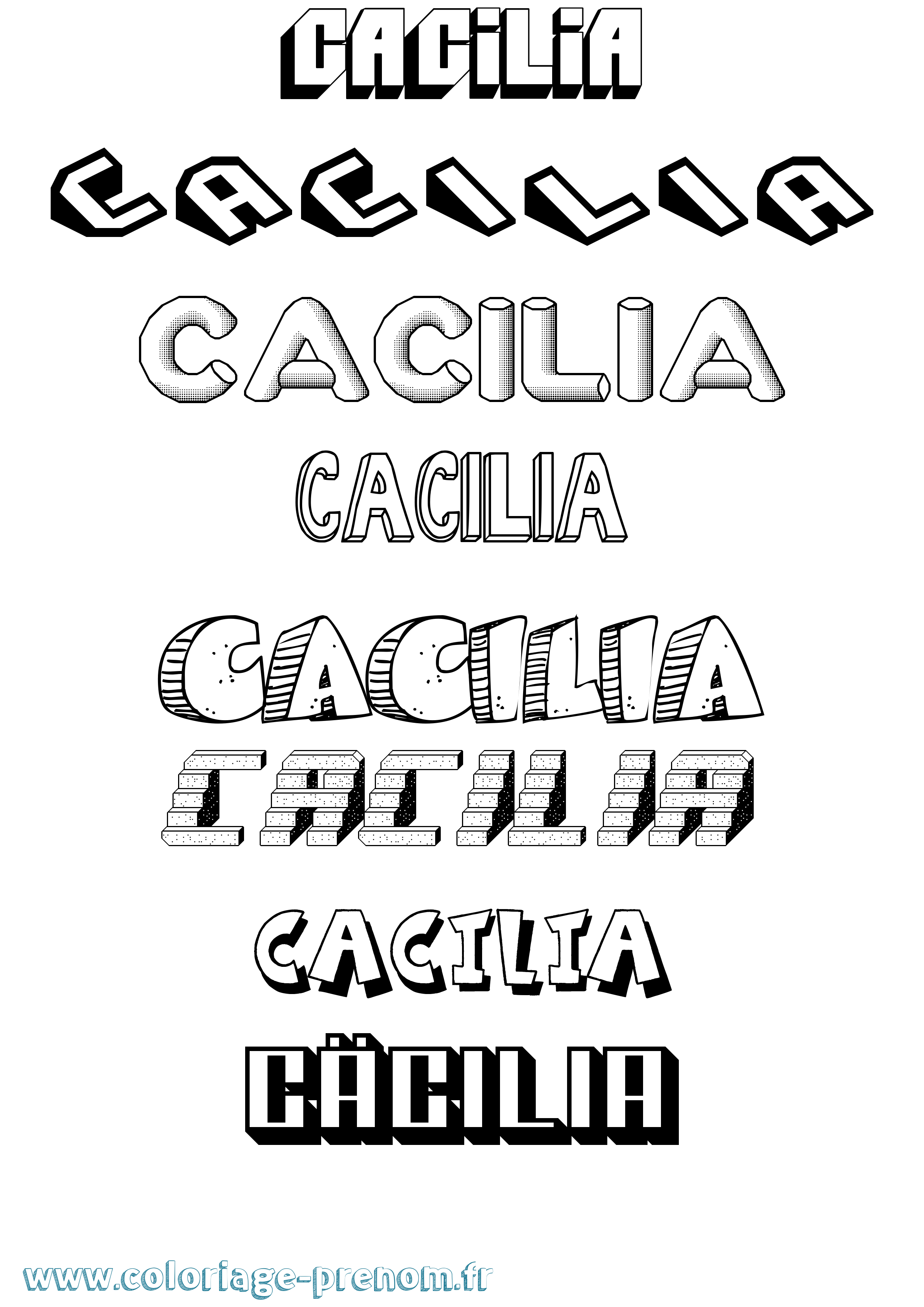 Coloriage Cäcilia Effet 3D Coloriage prénom Cäcilia Effet 3D