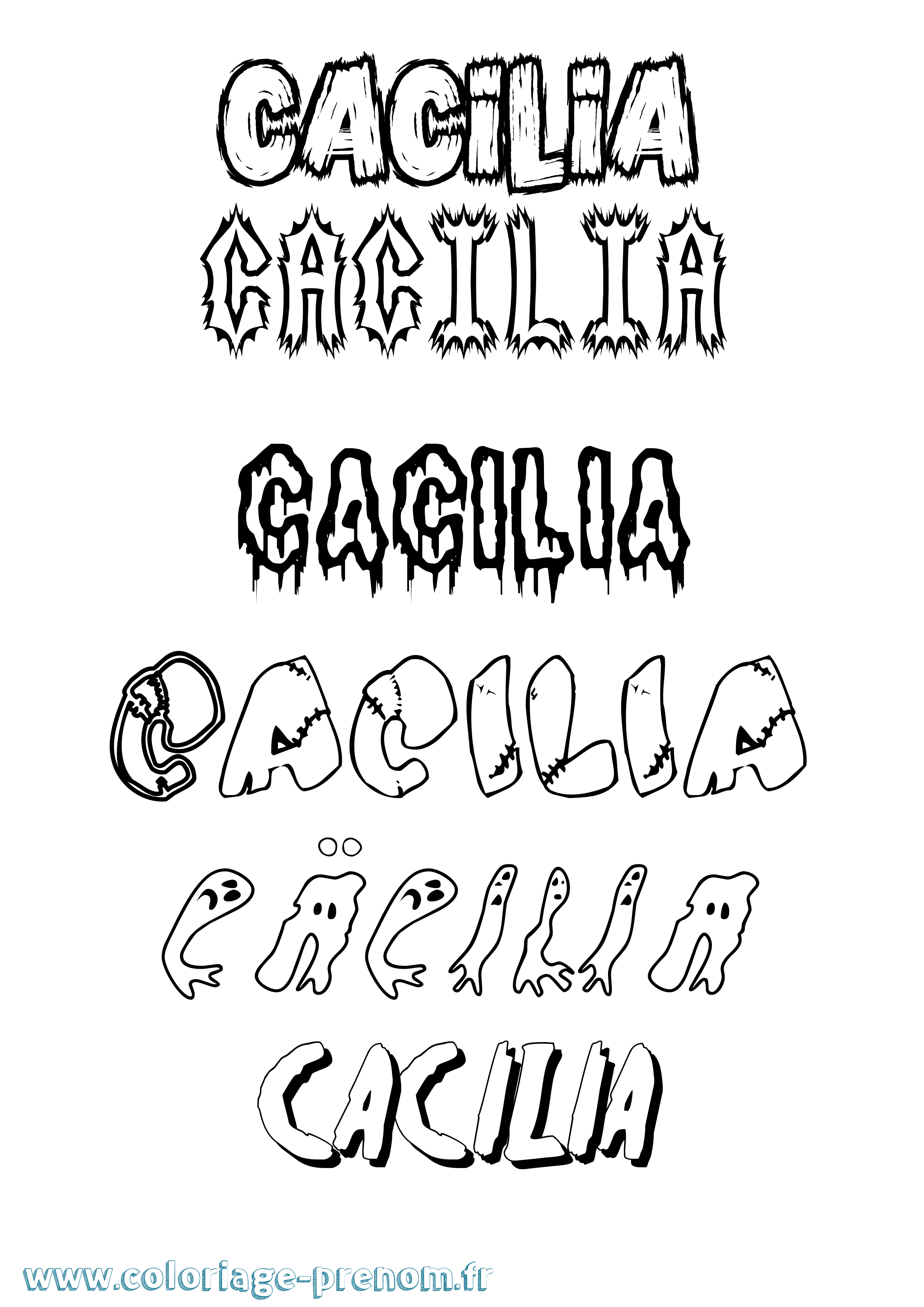 Coloriage Cäcilia Frisson Coloriage prénom Cäcilia Frisson
