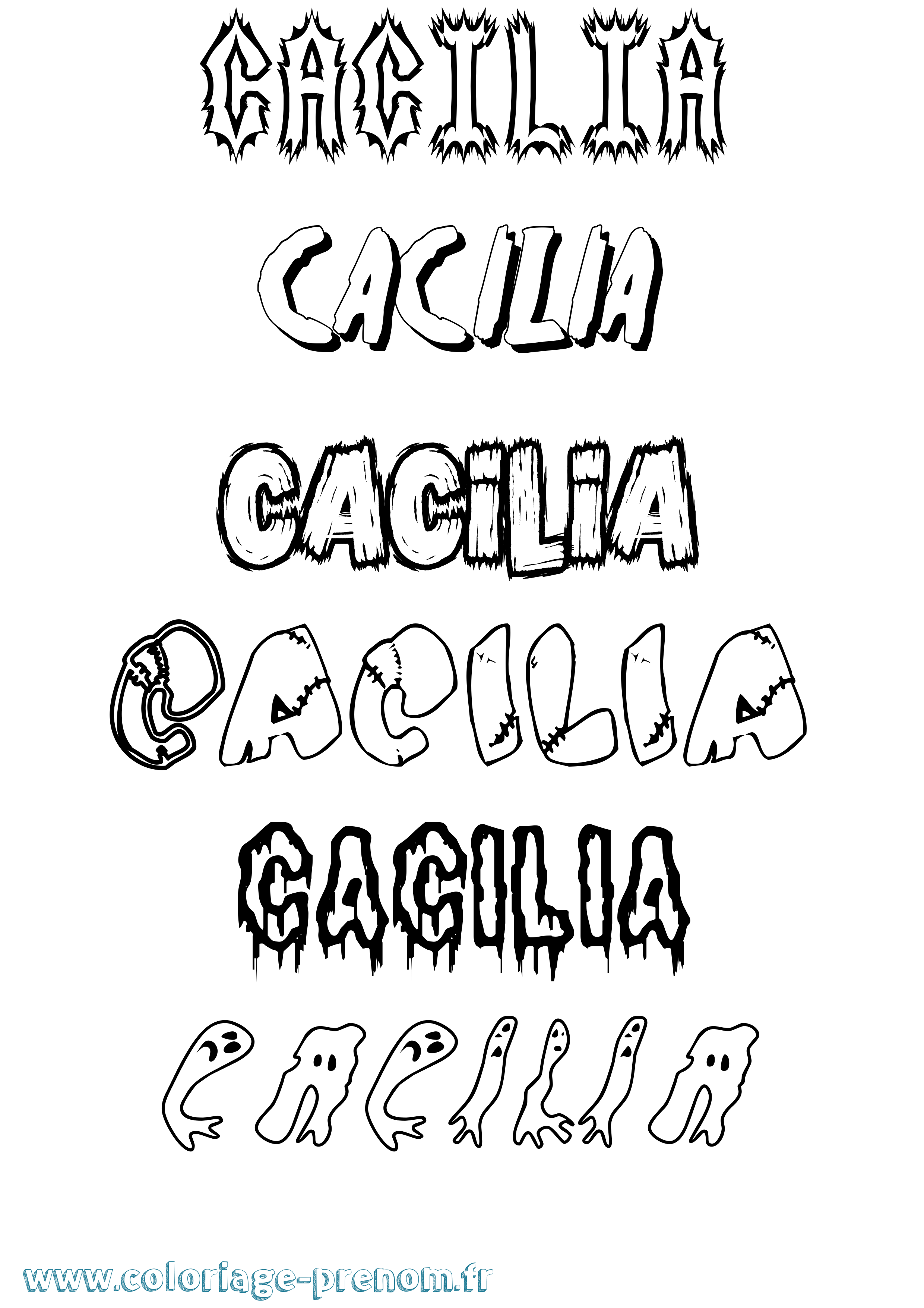Coloriage prénom Cacilia Frisson