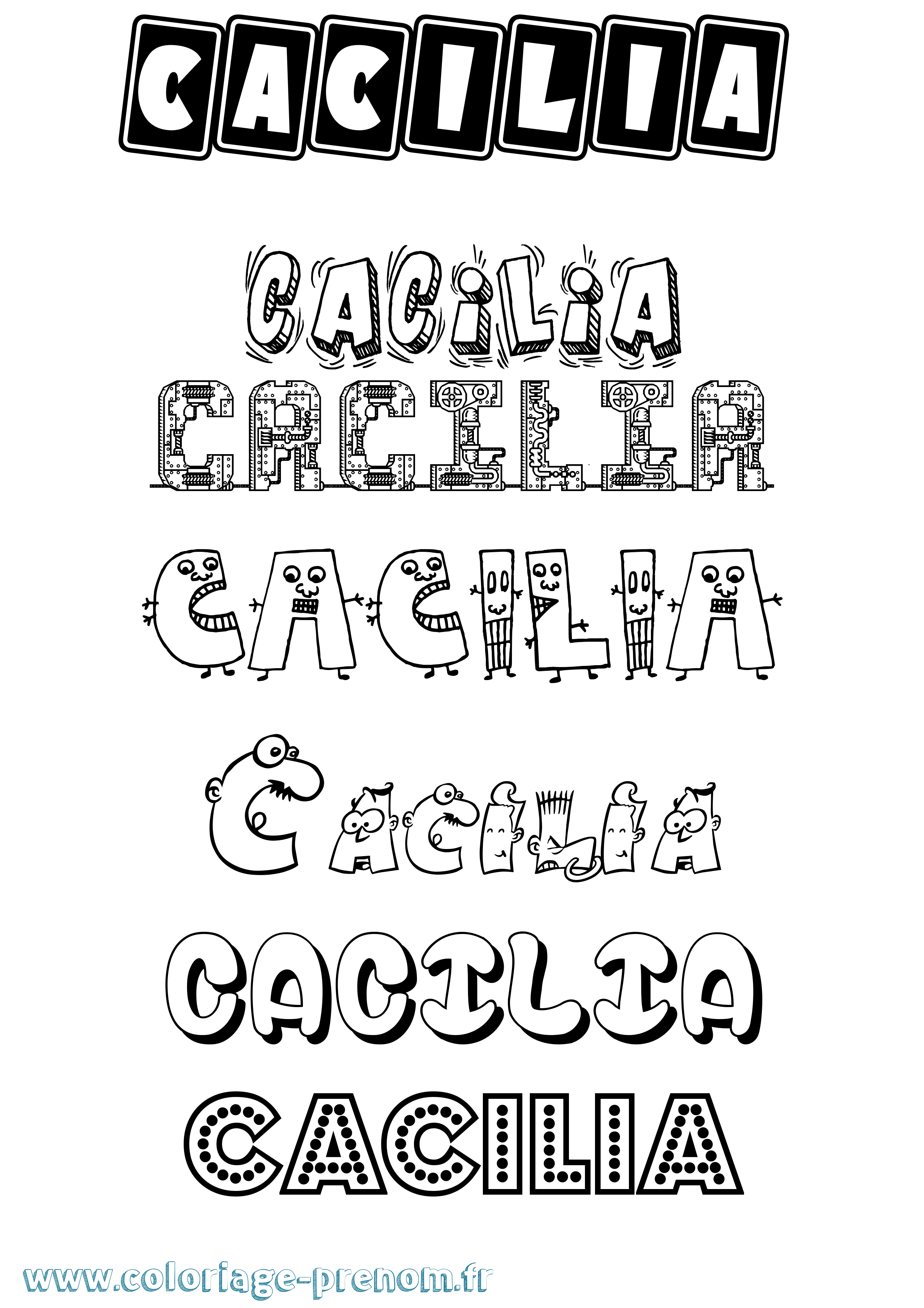 Coloriage prénom Cacilia Fun