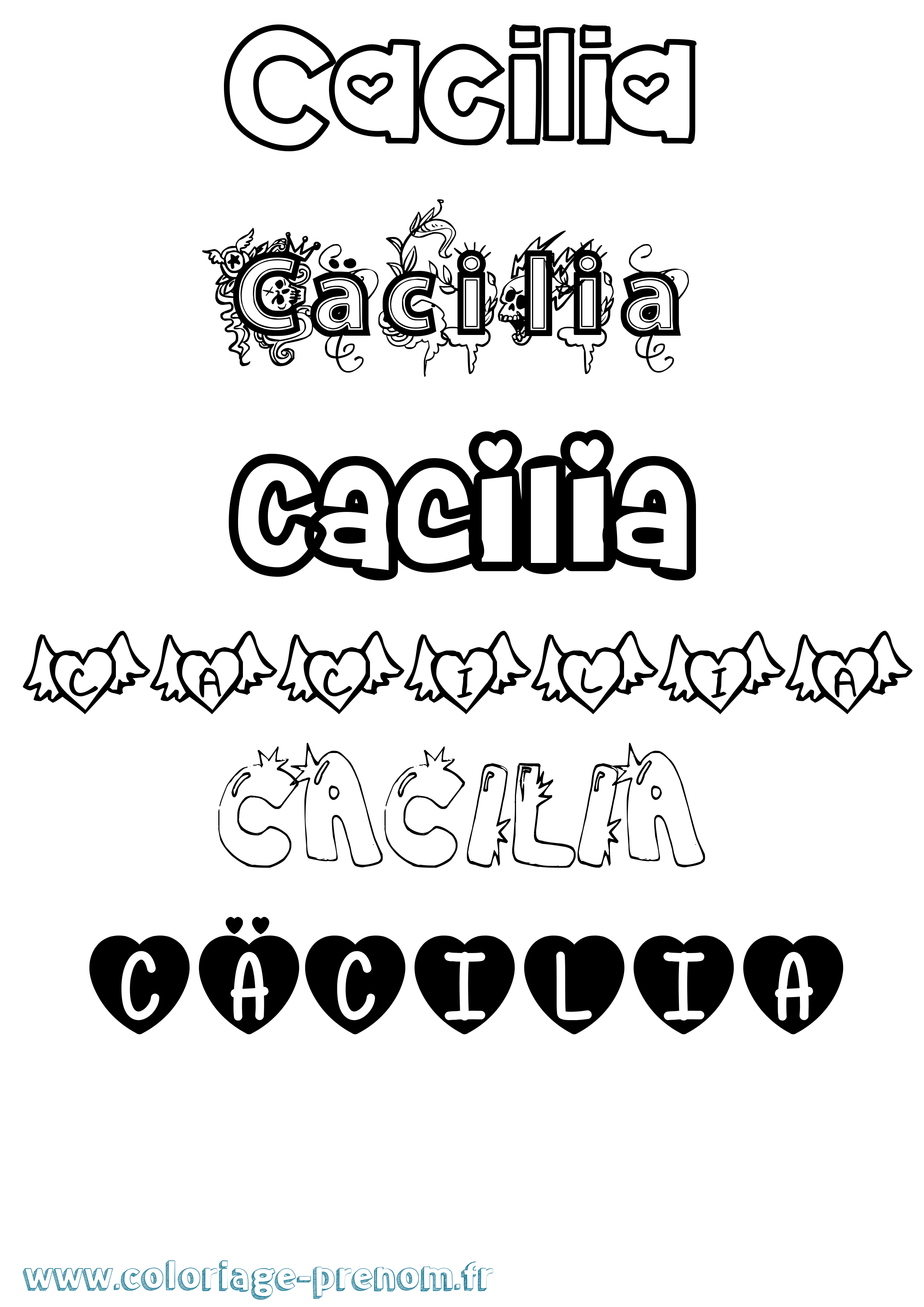 Coloriage Cäcilia Girly Coloriage prénom Cäcilia Girly