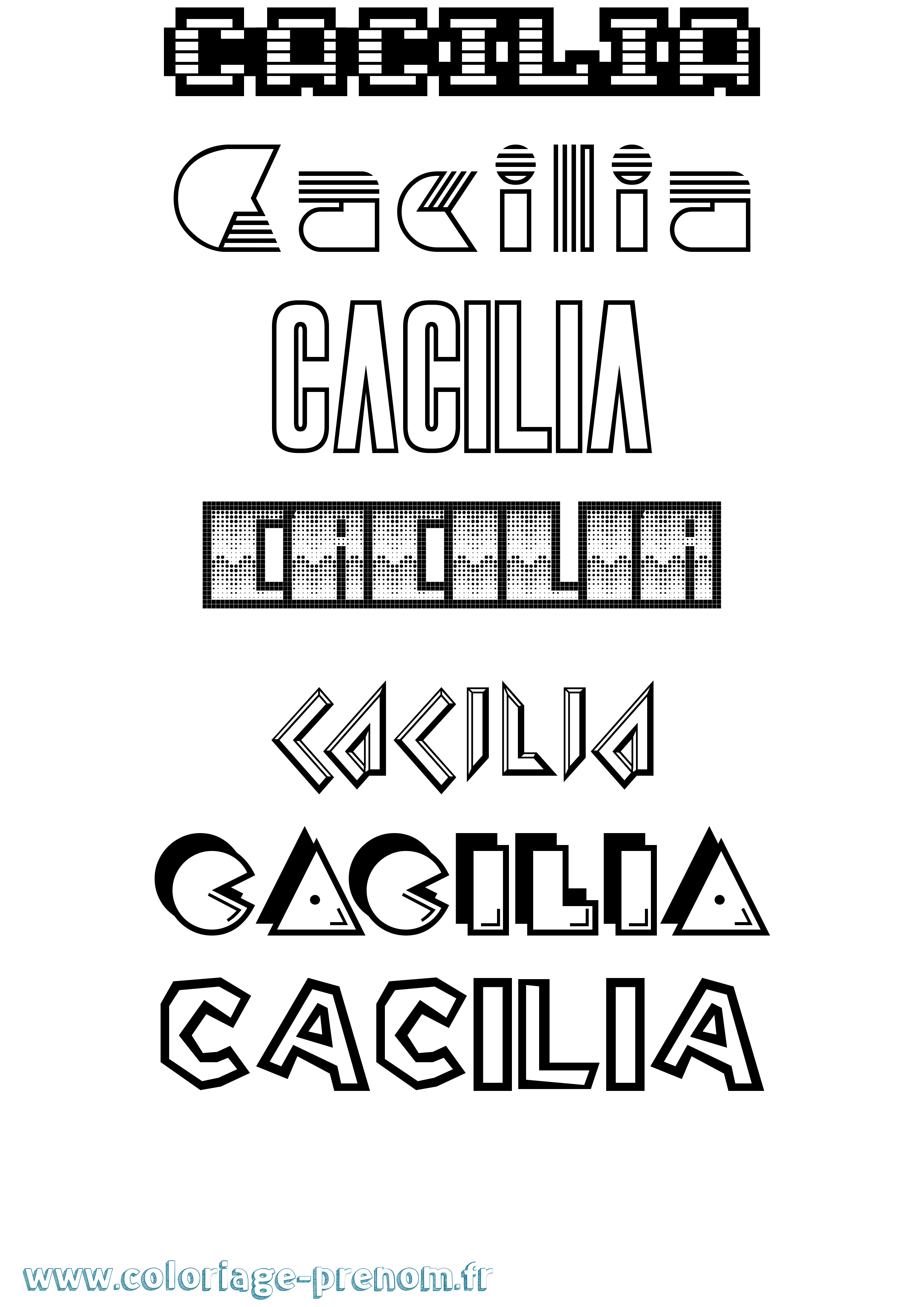 Coloriage prénom Cacilia Jeux Vidéos
