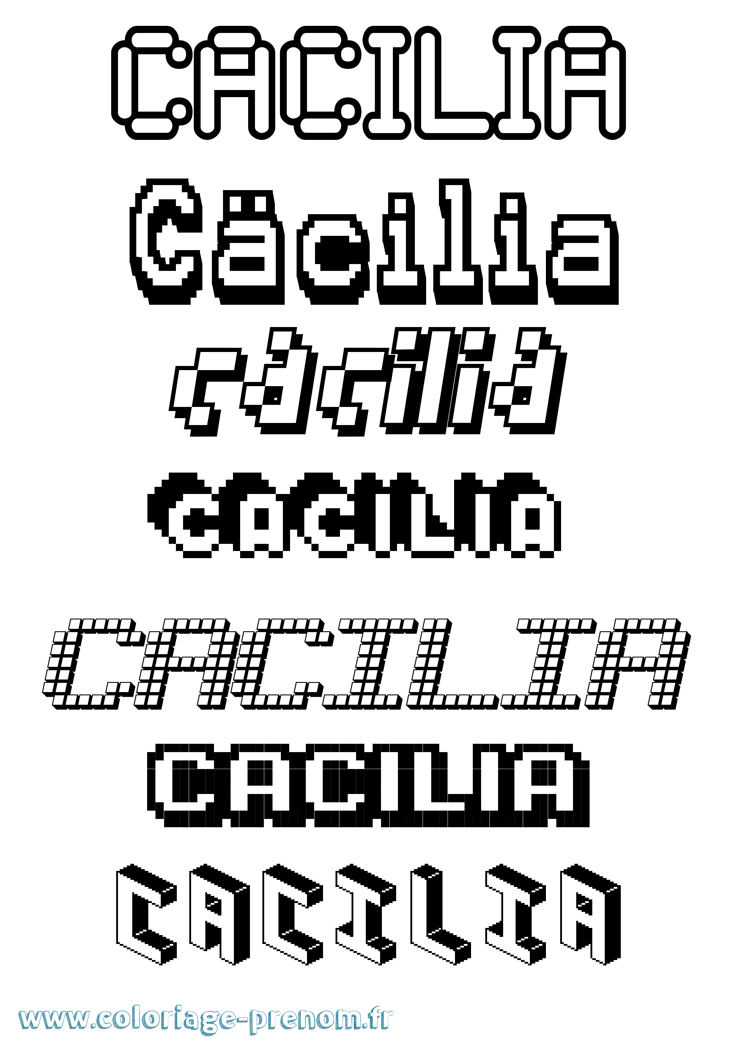Coloriage Cäcilia Pixel Coloriage prénom Cäcilia Pixel