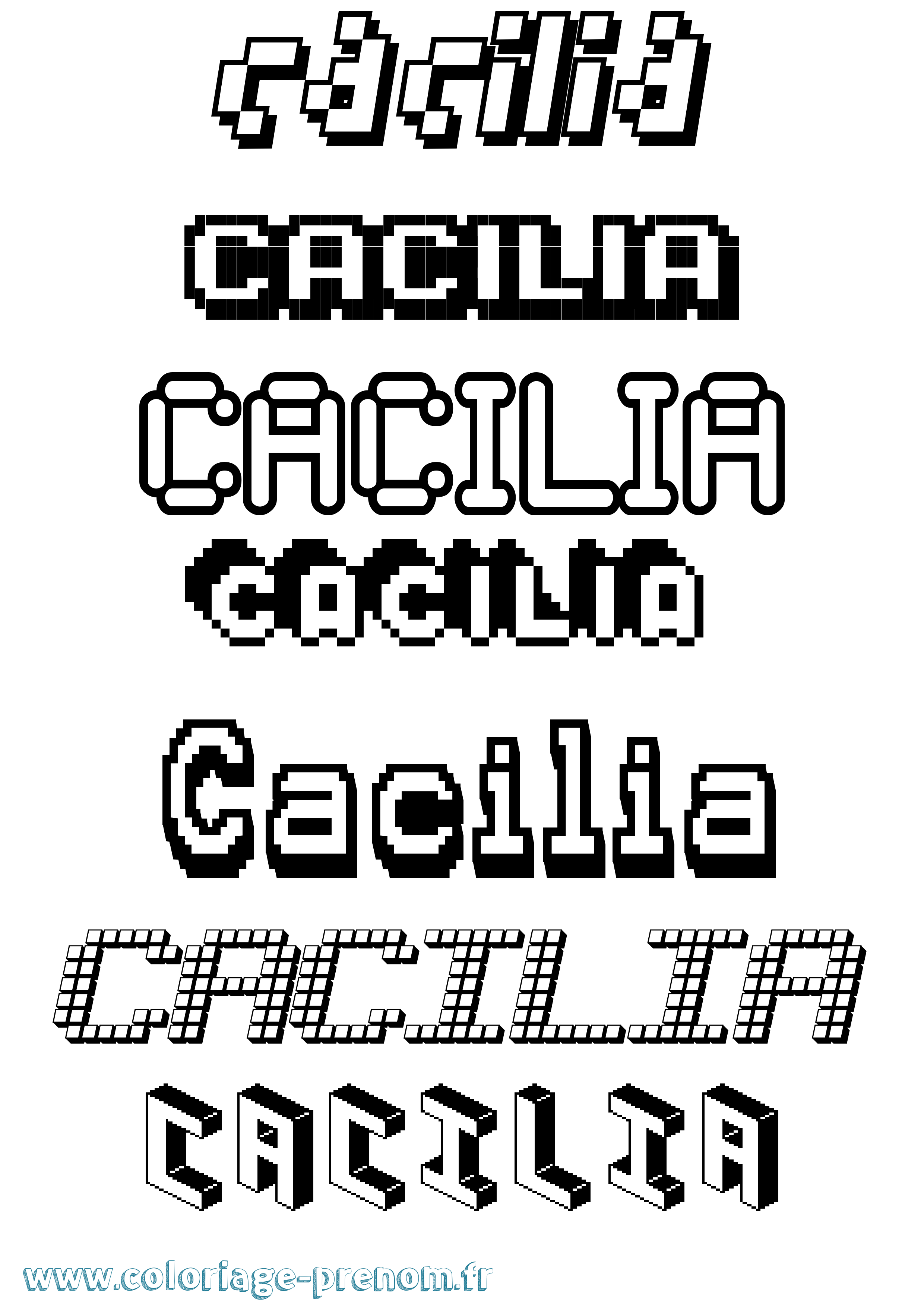 Coloriage prénom Cacilia Pixel