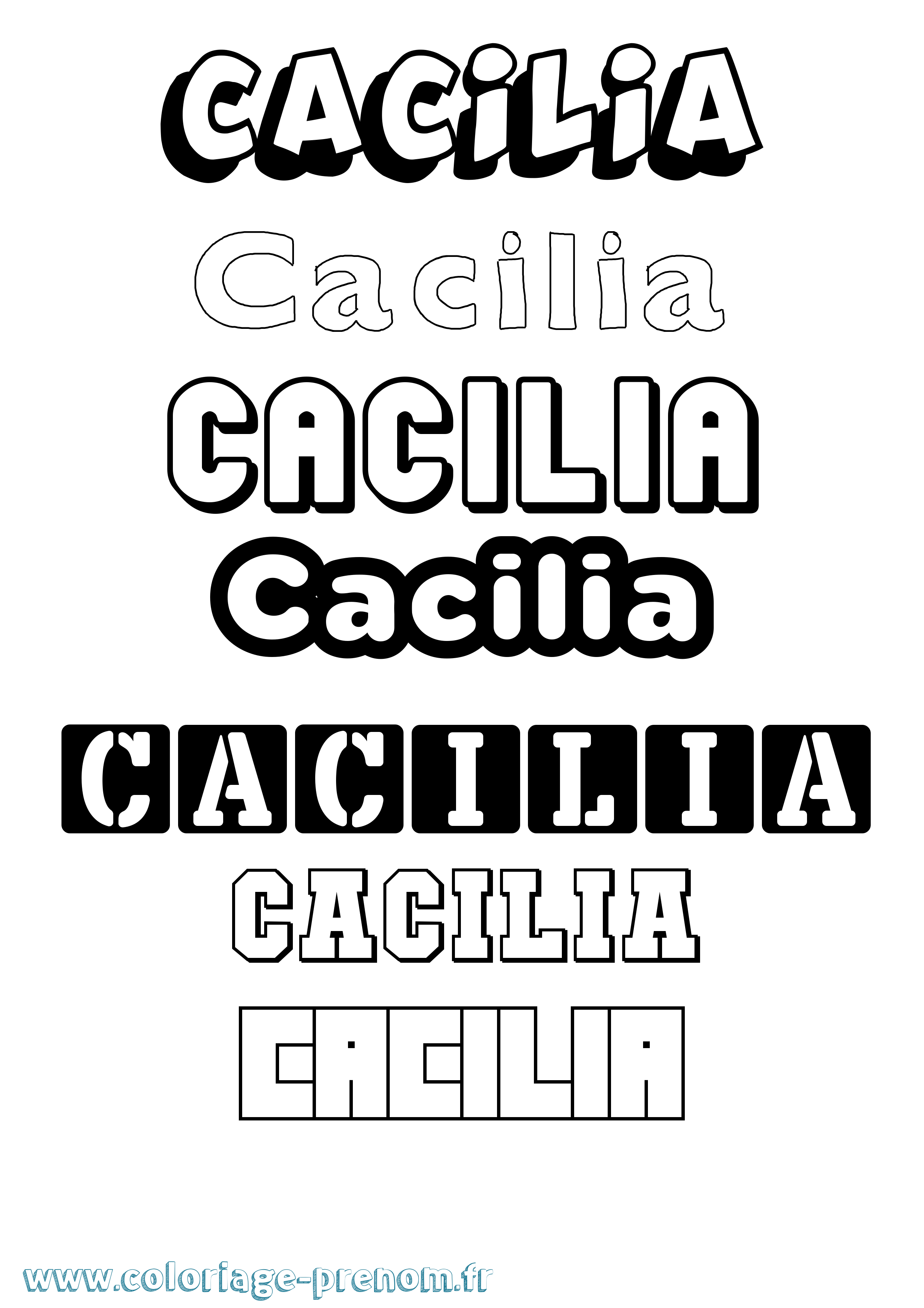 Coloriage prénom Cacilia Simple
