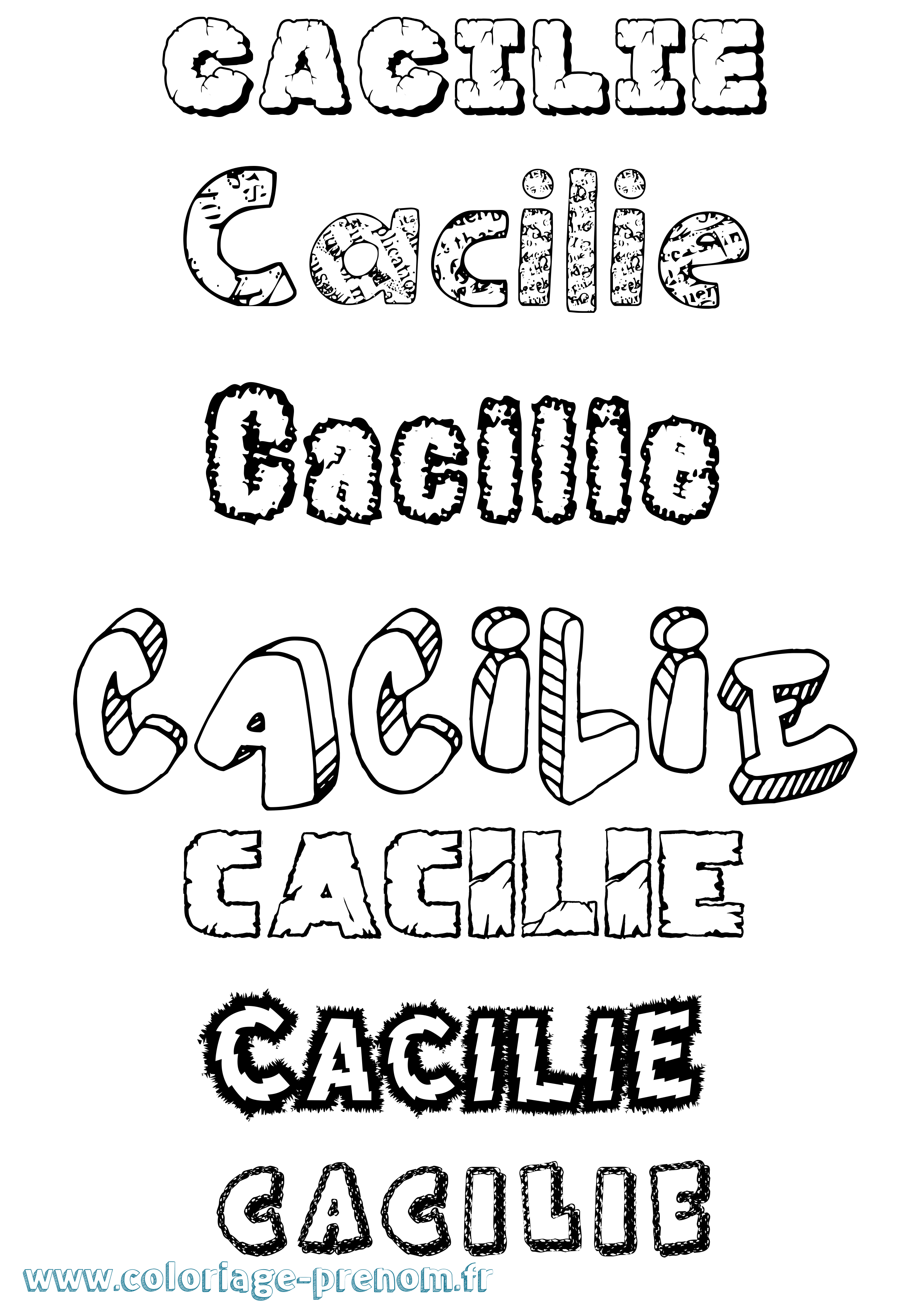 Coloriage Cacilie Destructuré Coloriage prénom Cacilie Destructuré