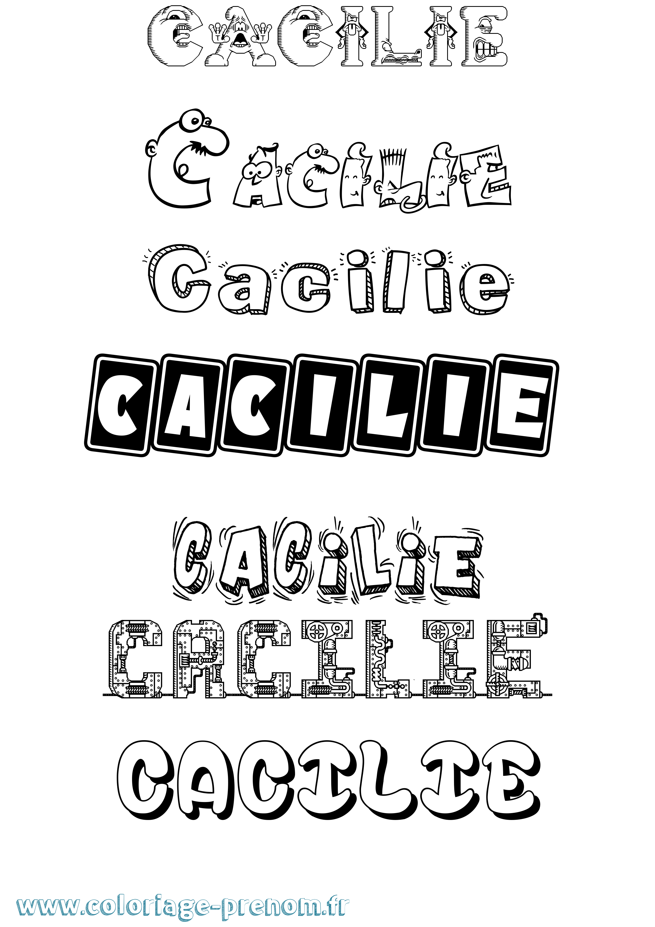 Coloriage Cacilie Fun Coloriage prénom Cacilie Fun