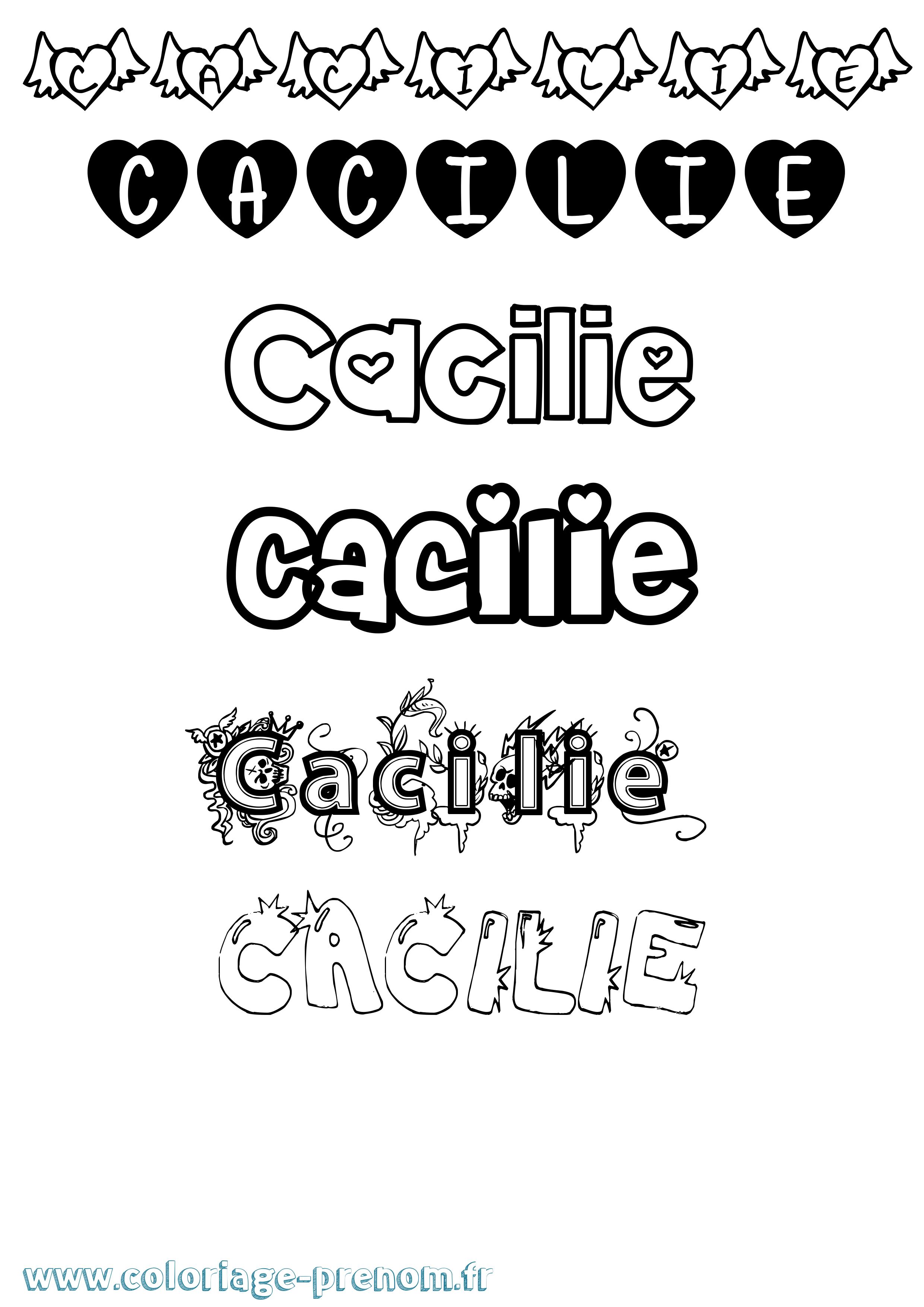 Coloriage Cacilie Girly Coloriage prénom Cacilie Girly