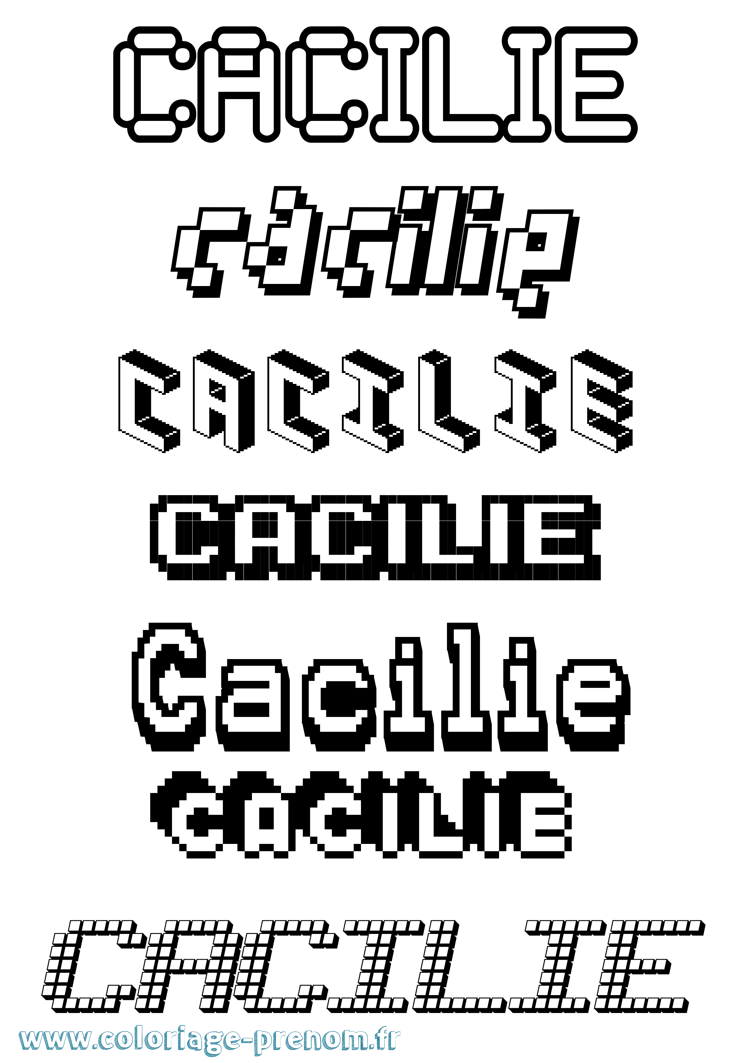 Coloriage Cacilie Pixel Coloriage prénom Cacilie Pixel