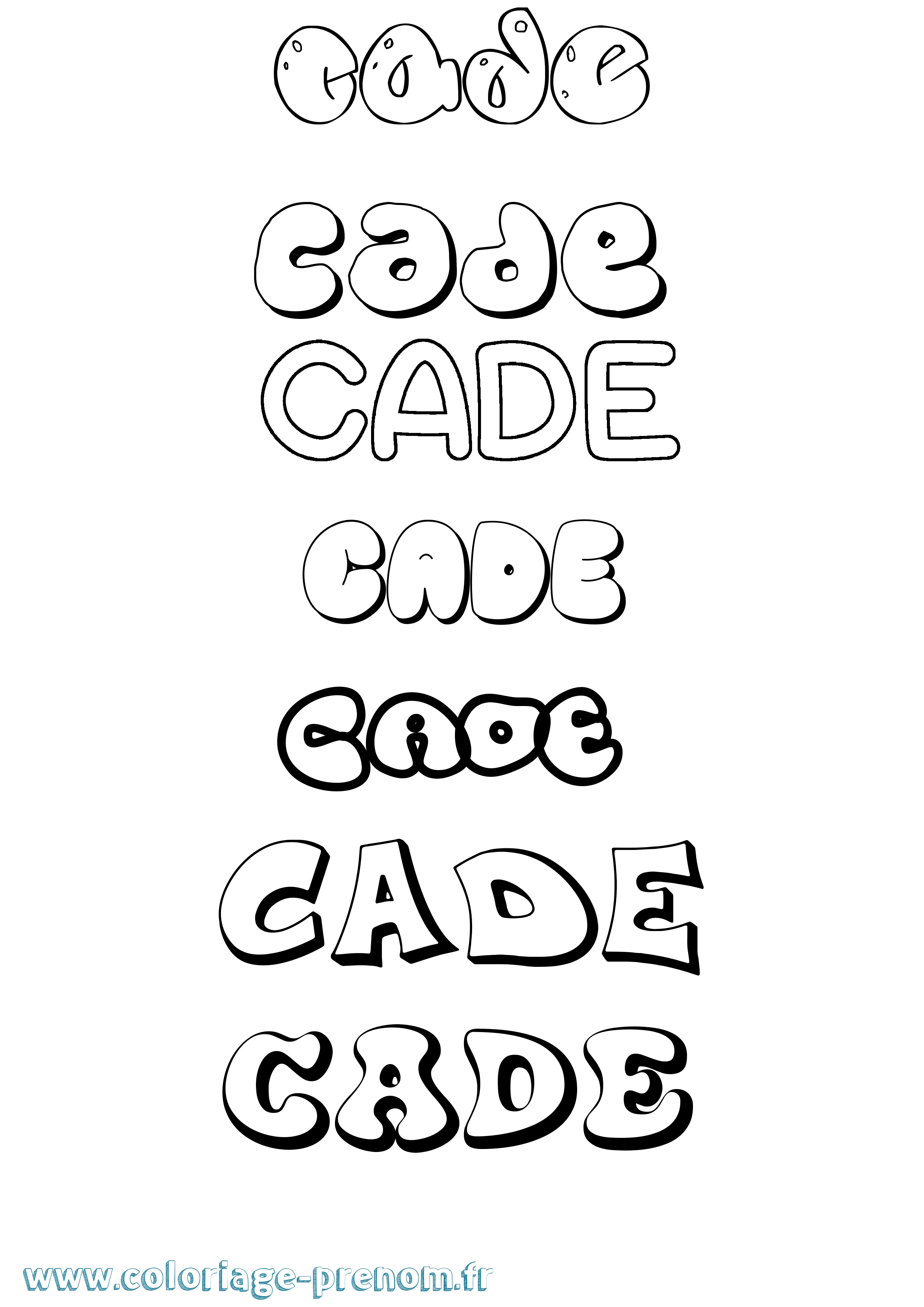 Coloriage prénom Cade Bubble
