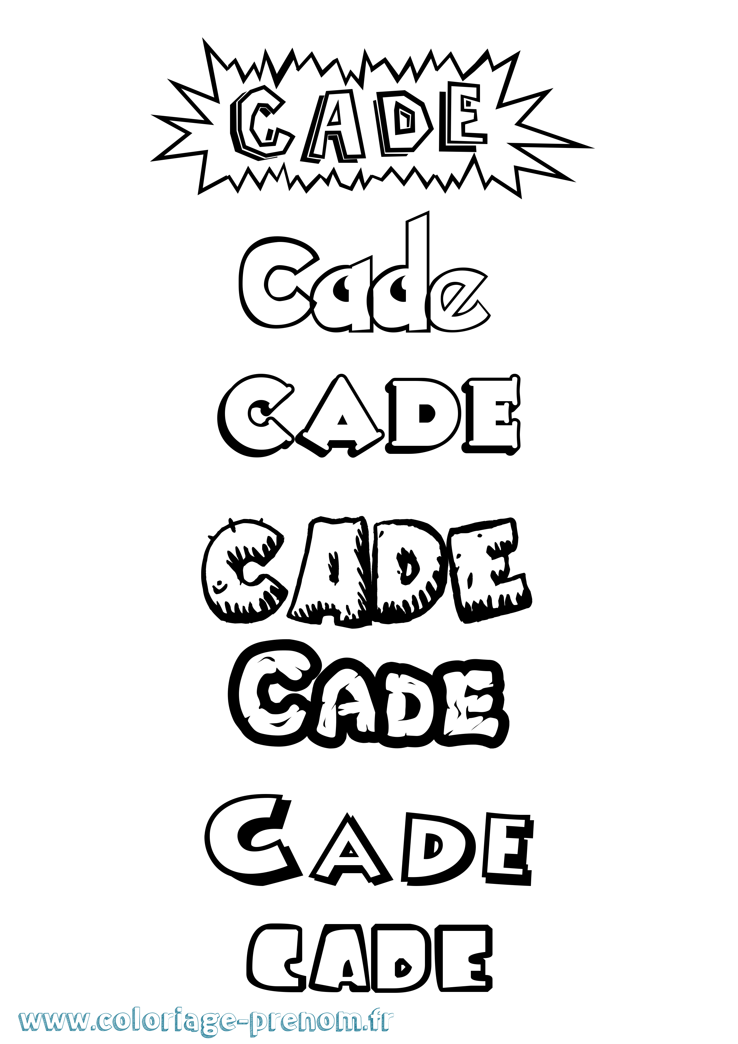 Coloriage Cade Dessin Animé Coloriage prénom Cade Dessin Animé