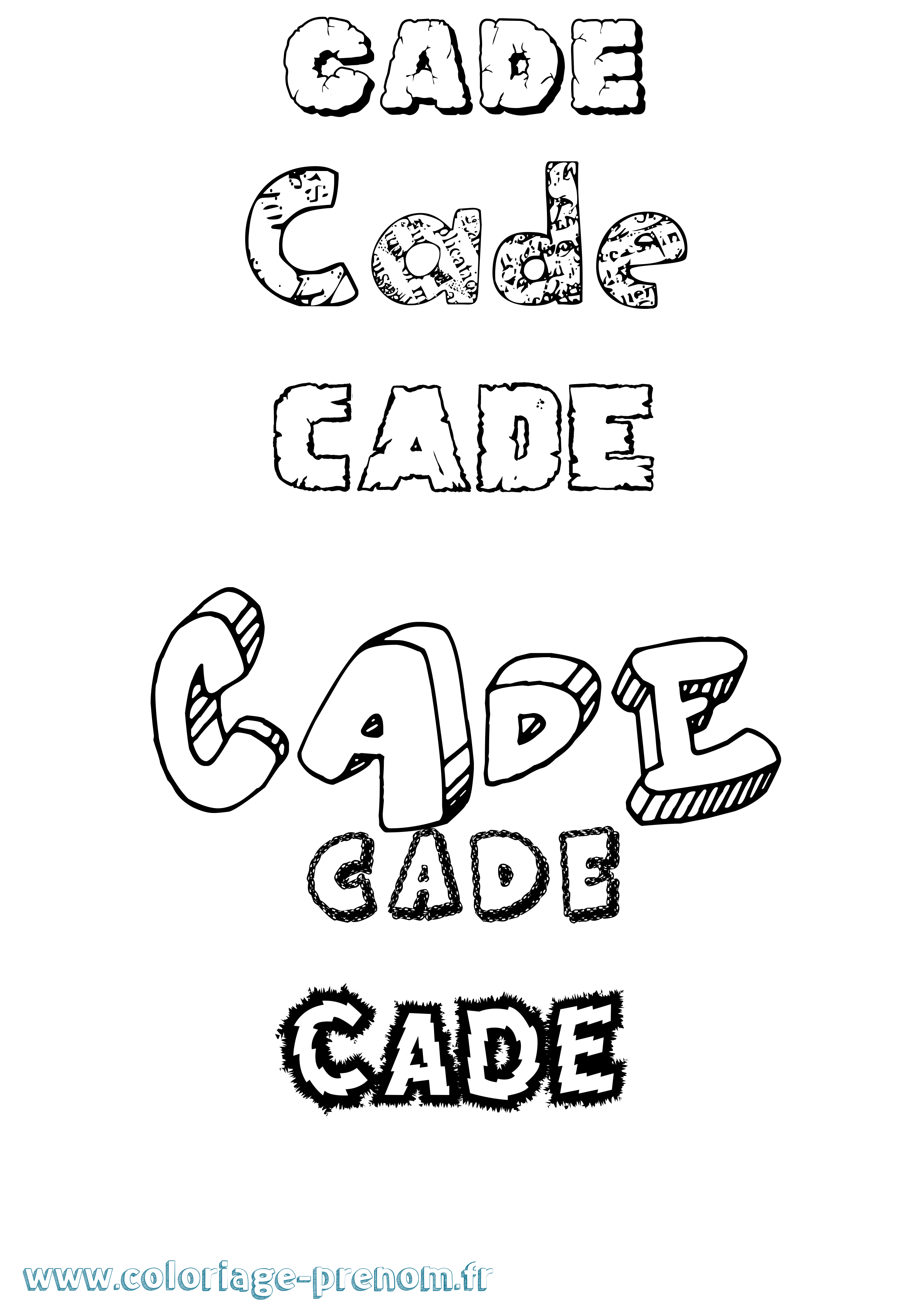 Coloriage Cade Destructuré Coloriage prénom Cade Destructuré
