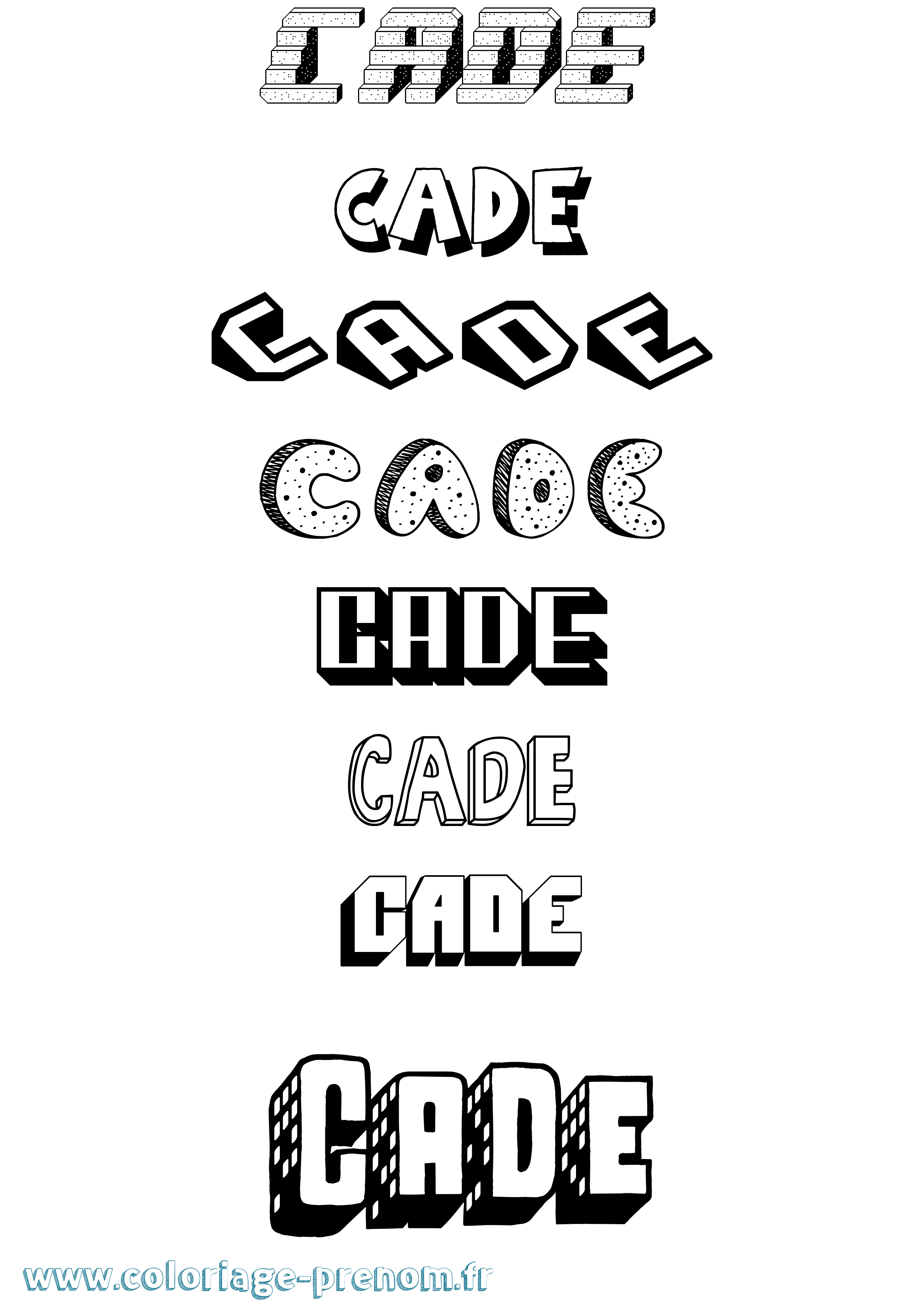 Coloriage Cade Effet 3D Coloriage prénom Cade Effet 3D