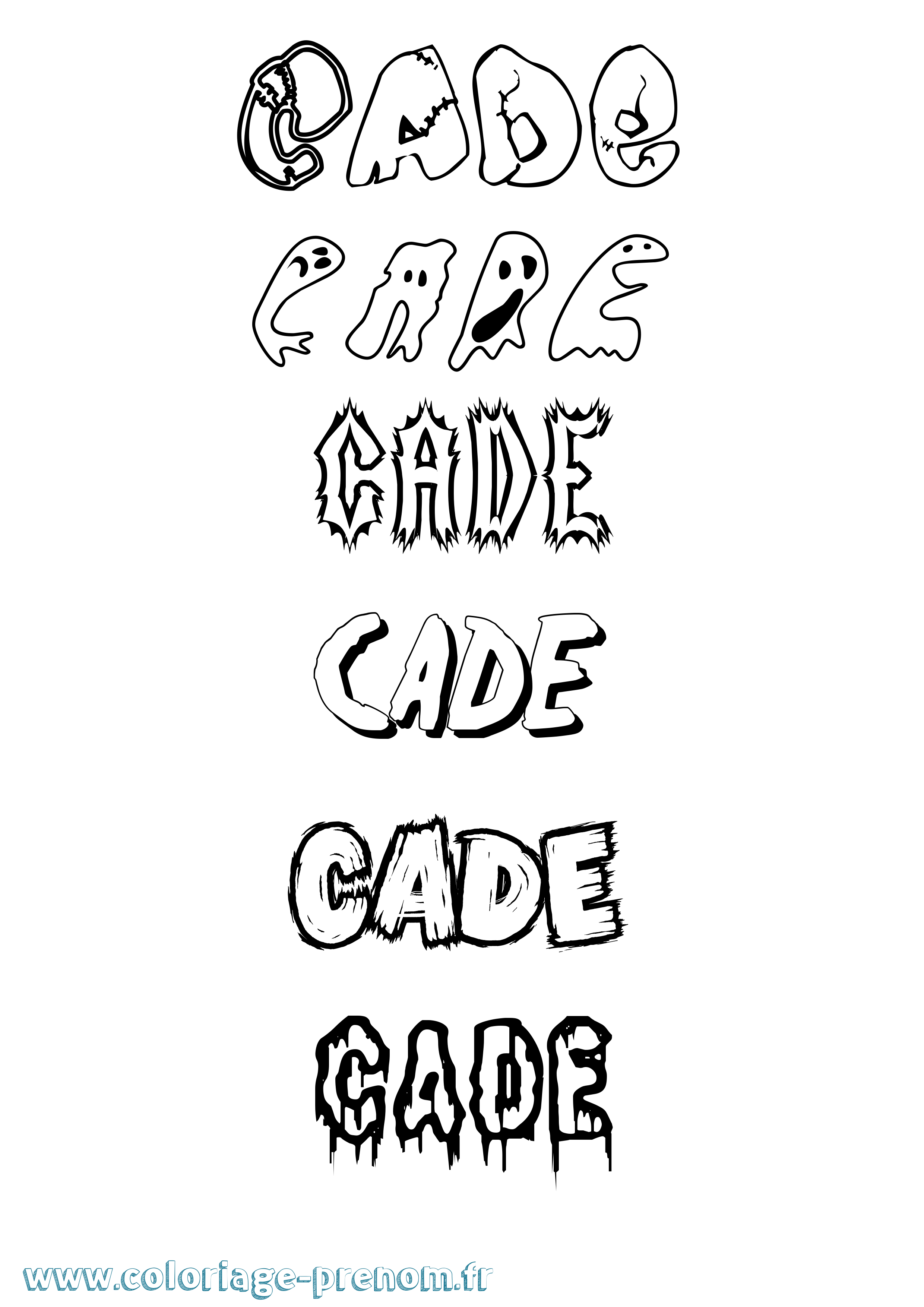Coloriage Cade Frisson Coloriage prénom Cade Frisson