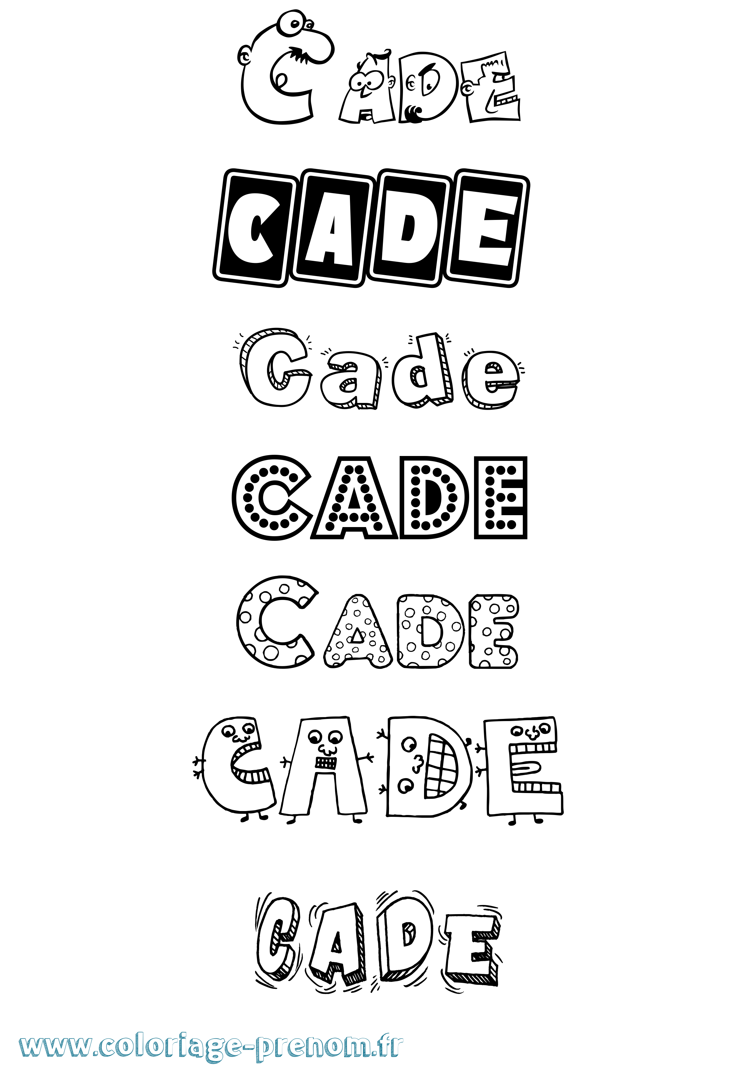 Coloriage Cade Fun Coloriage prénom Cade Fun