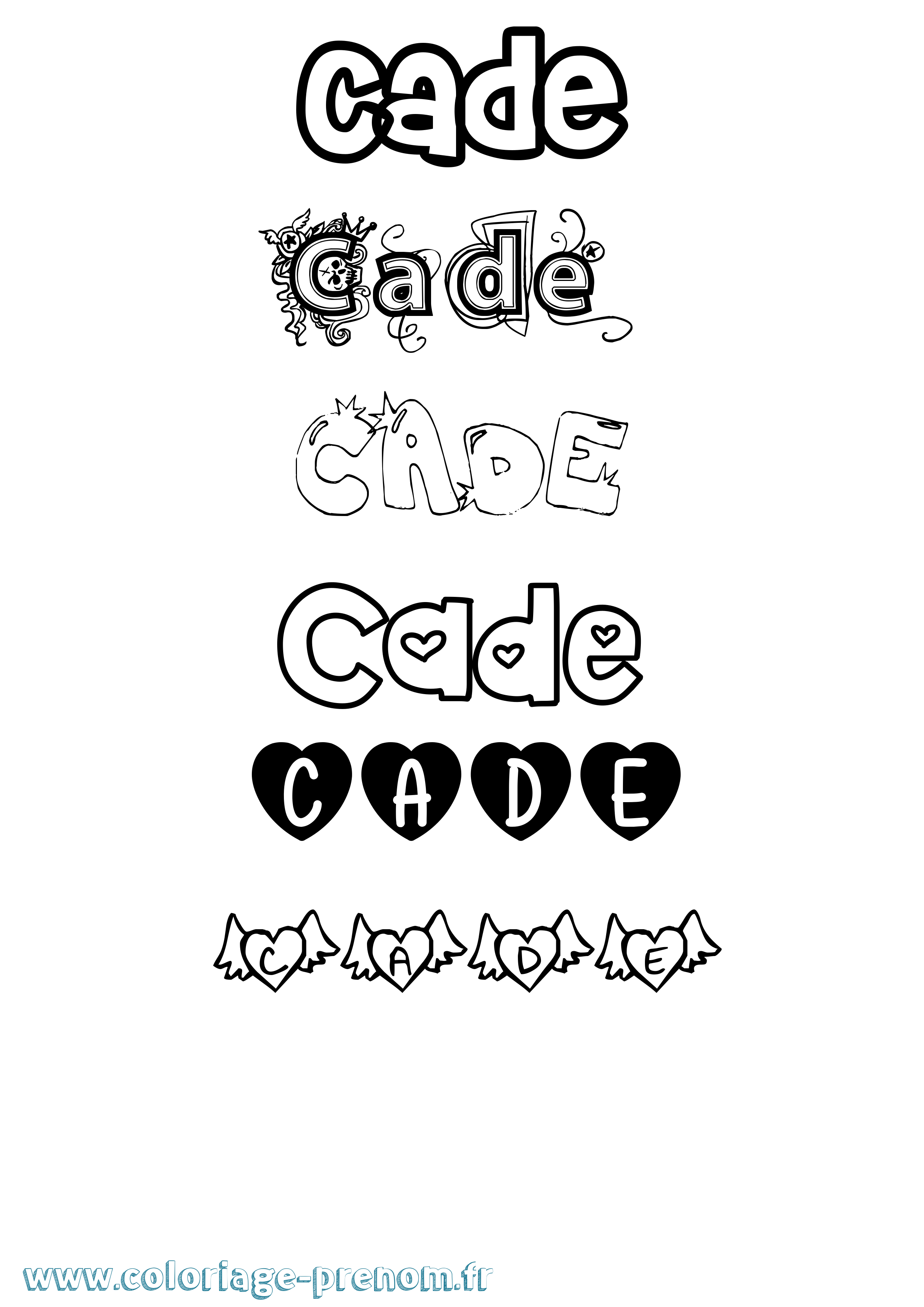 Coloriage Cade Girly Coloriage prénom Cade Girly