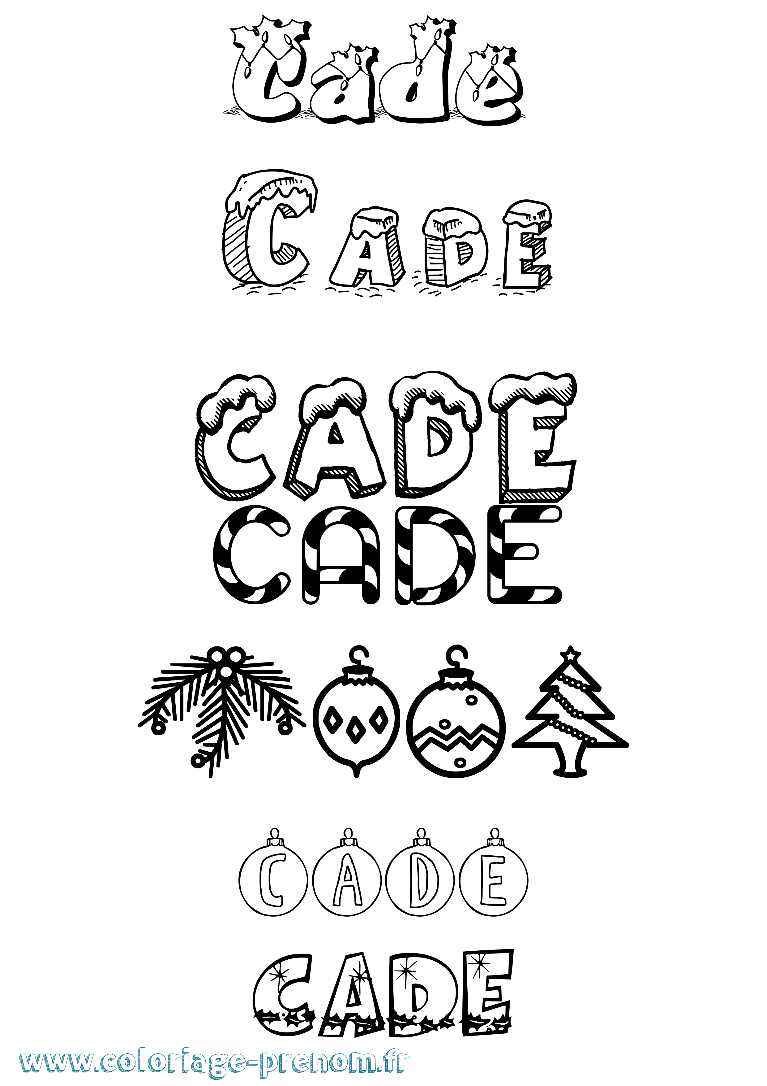 Coloriage Cade Noël Coloriage prénom Cade Noël