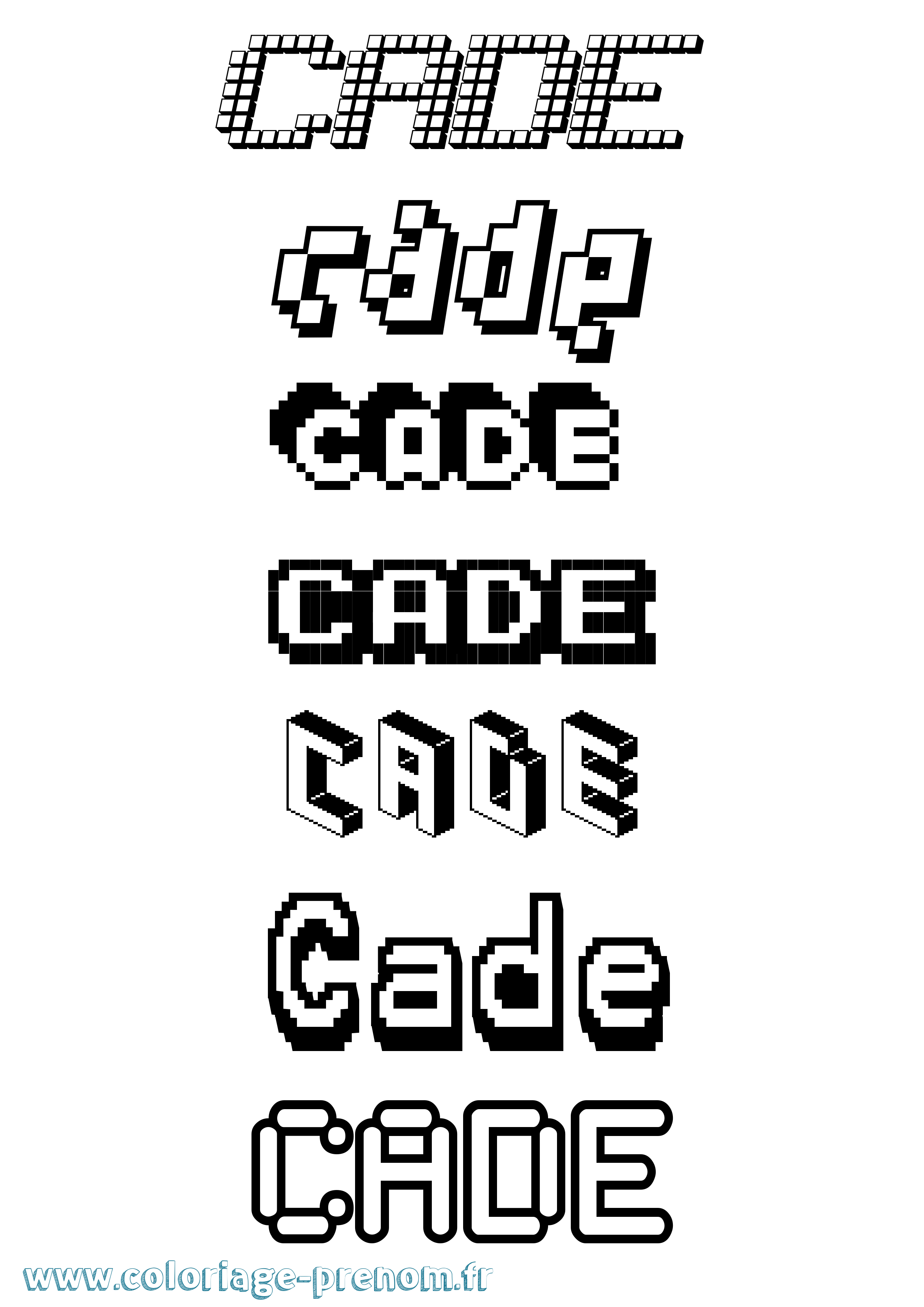 Coloriage Cade Pixel Coloriage prénom Cade Pixel