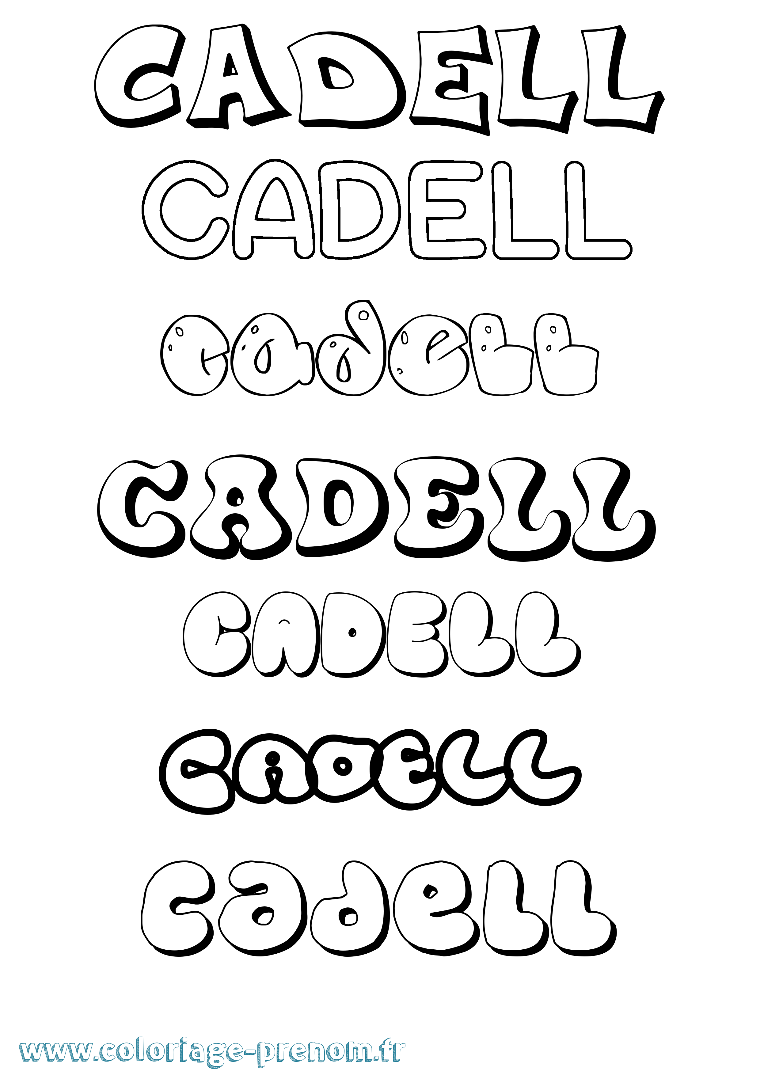 Coloriage prénom Cadell Bubble
