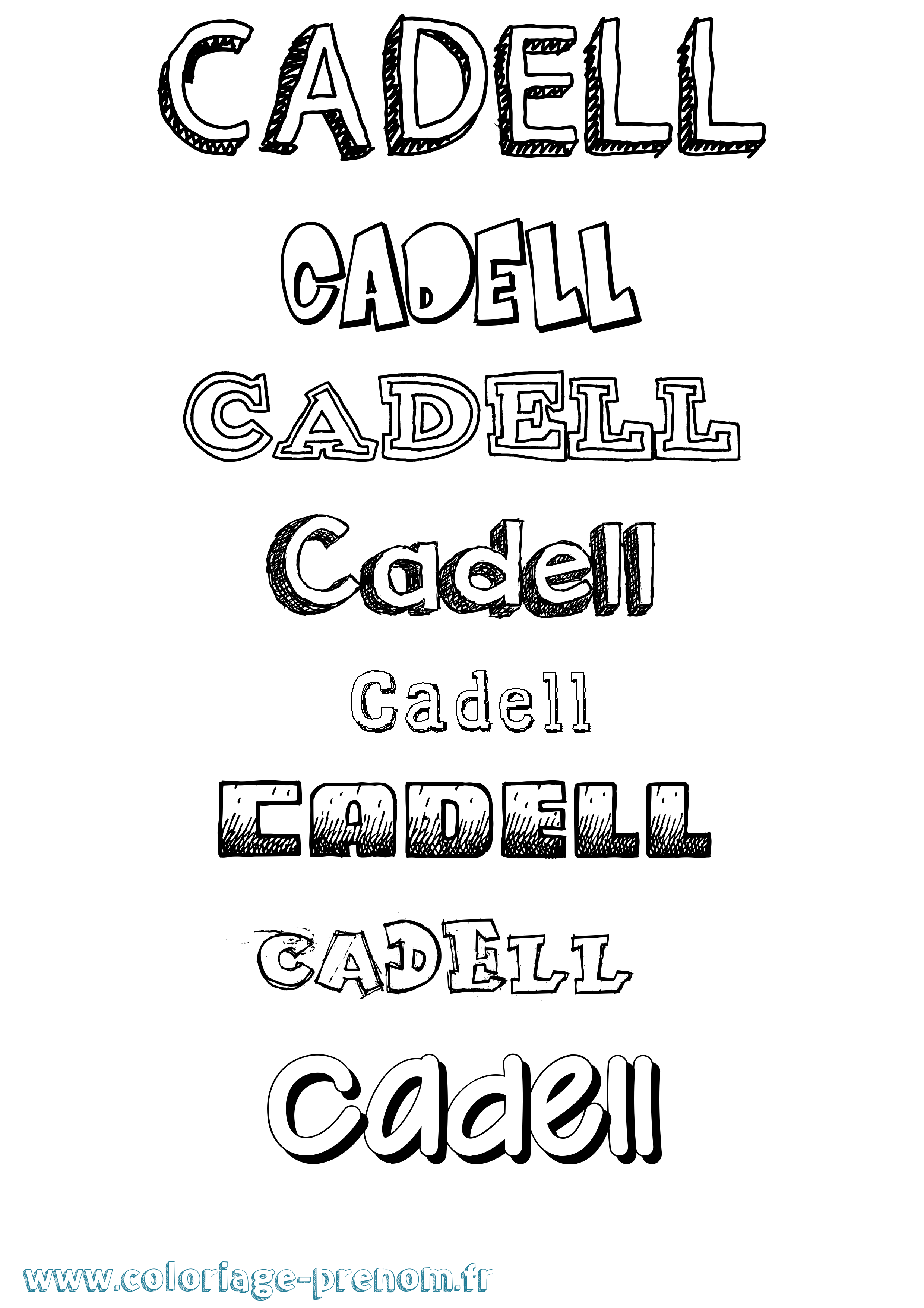 Coloriage prénom Cadell Dessiné