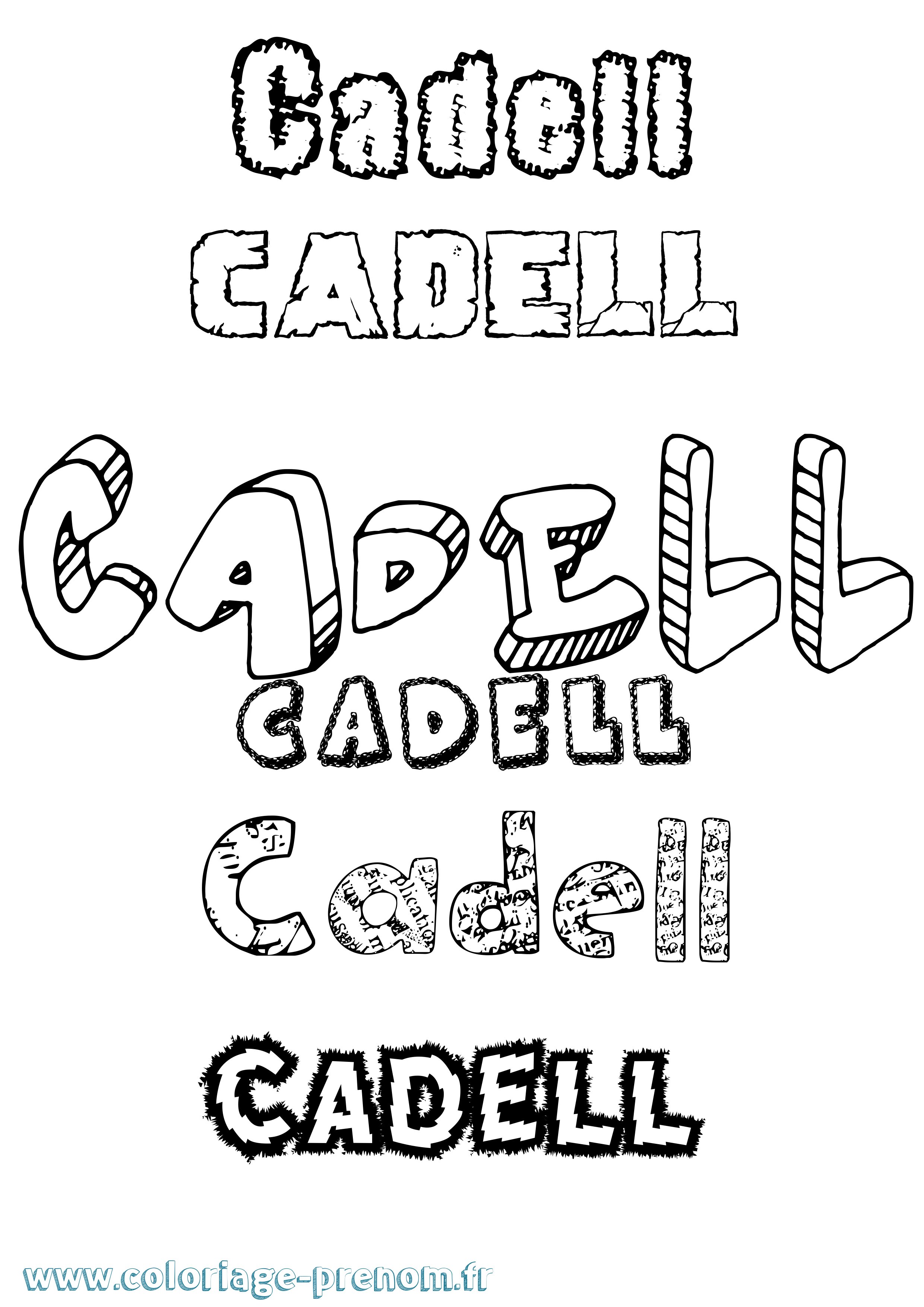Coloriage prénom Cadell Destructuré