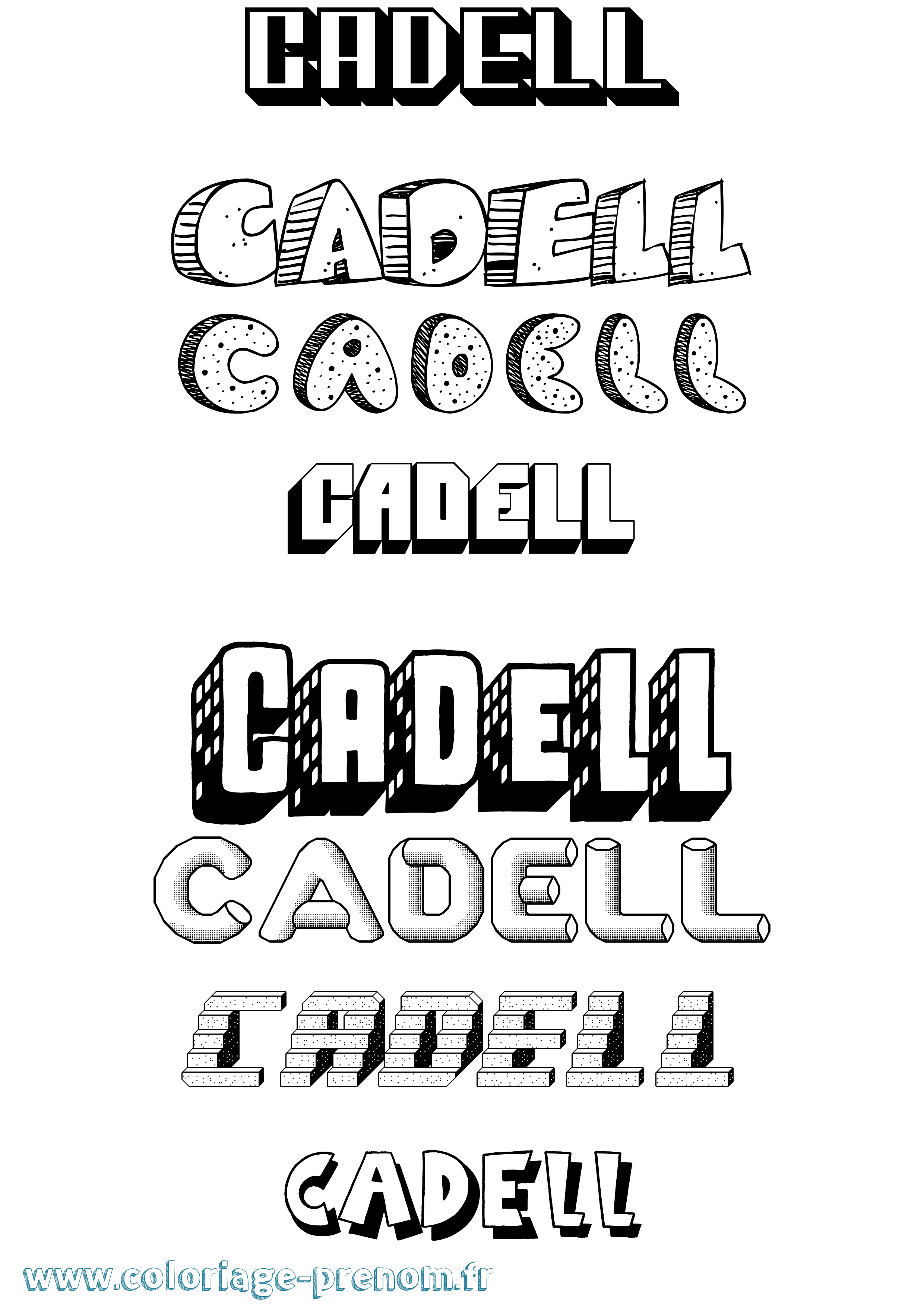 Coloriage prénom Cadell Effet 3D