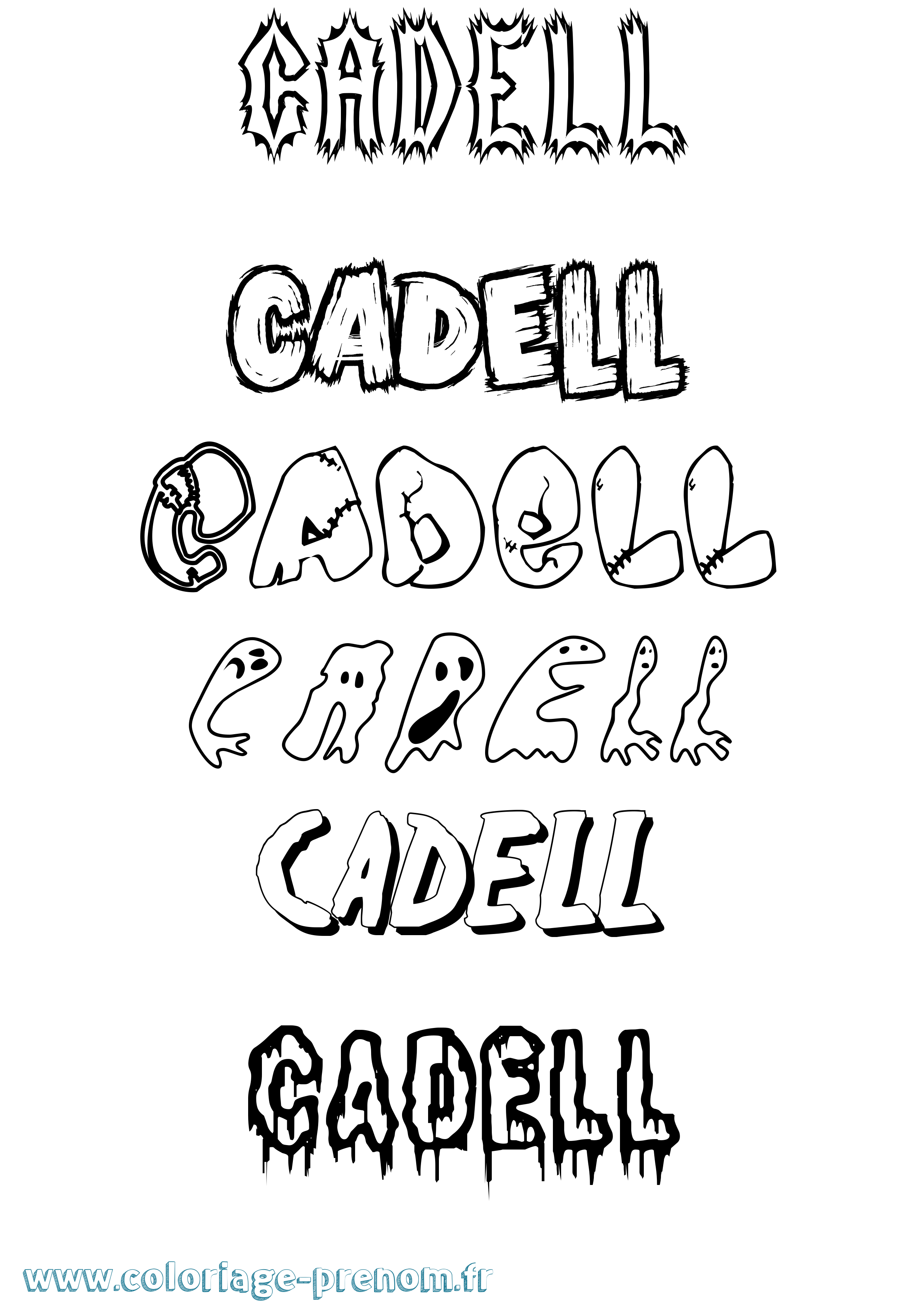 Coloriage prénom Cadell Frisson