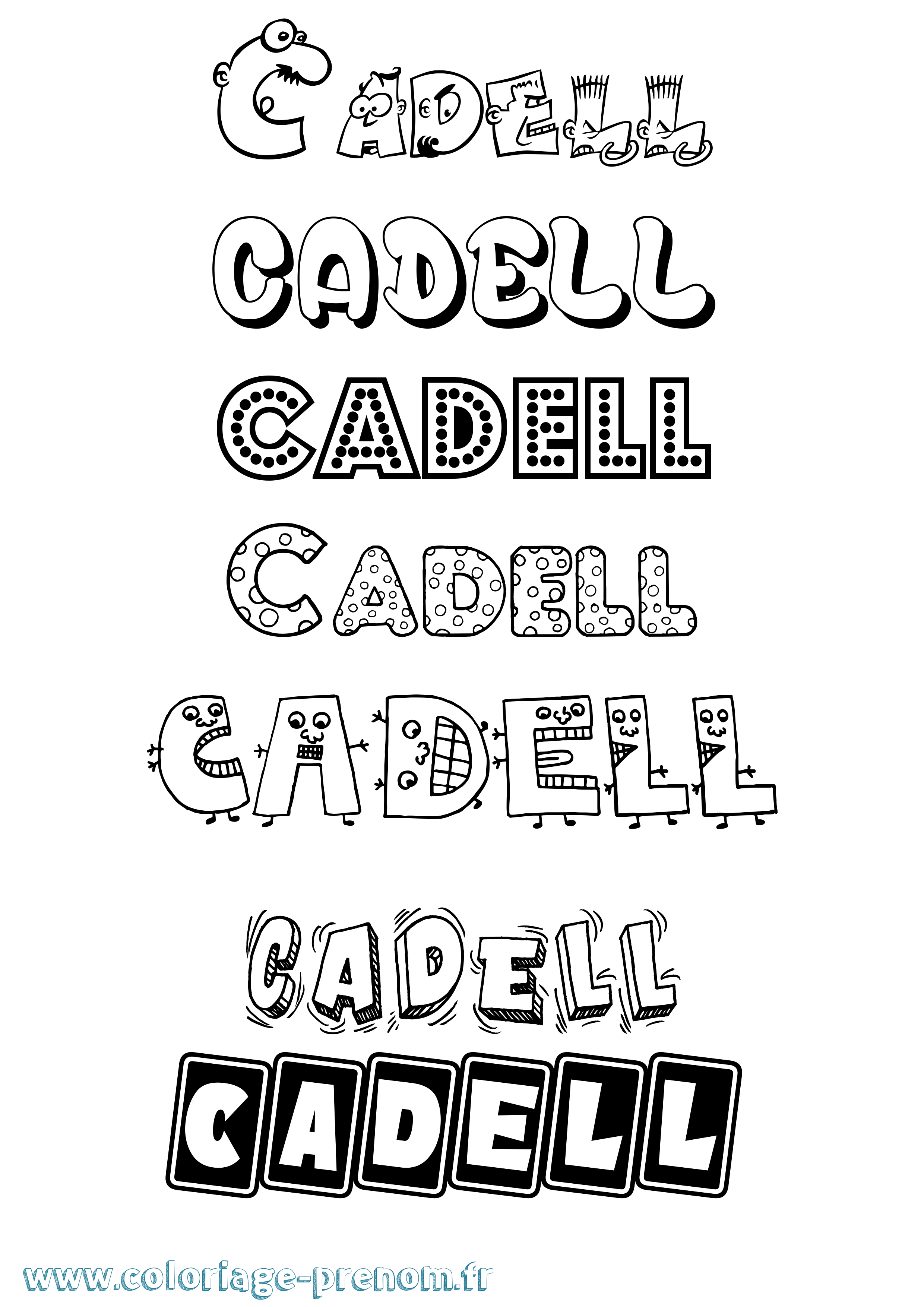 Coloriage prénom Cadell Fun