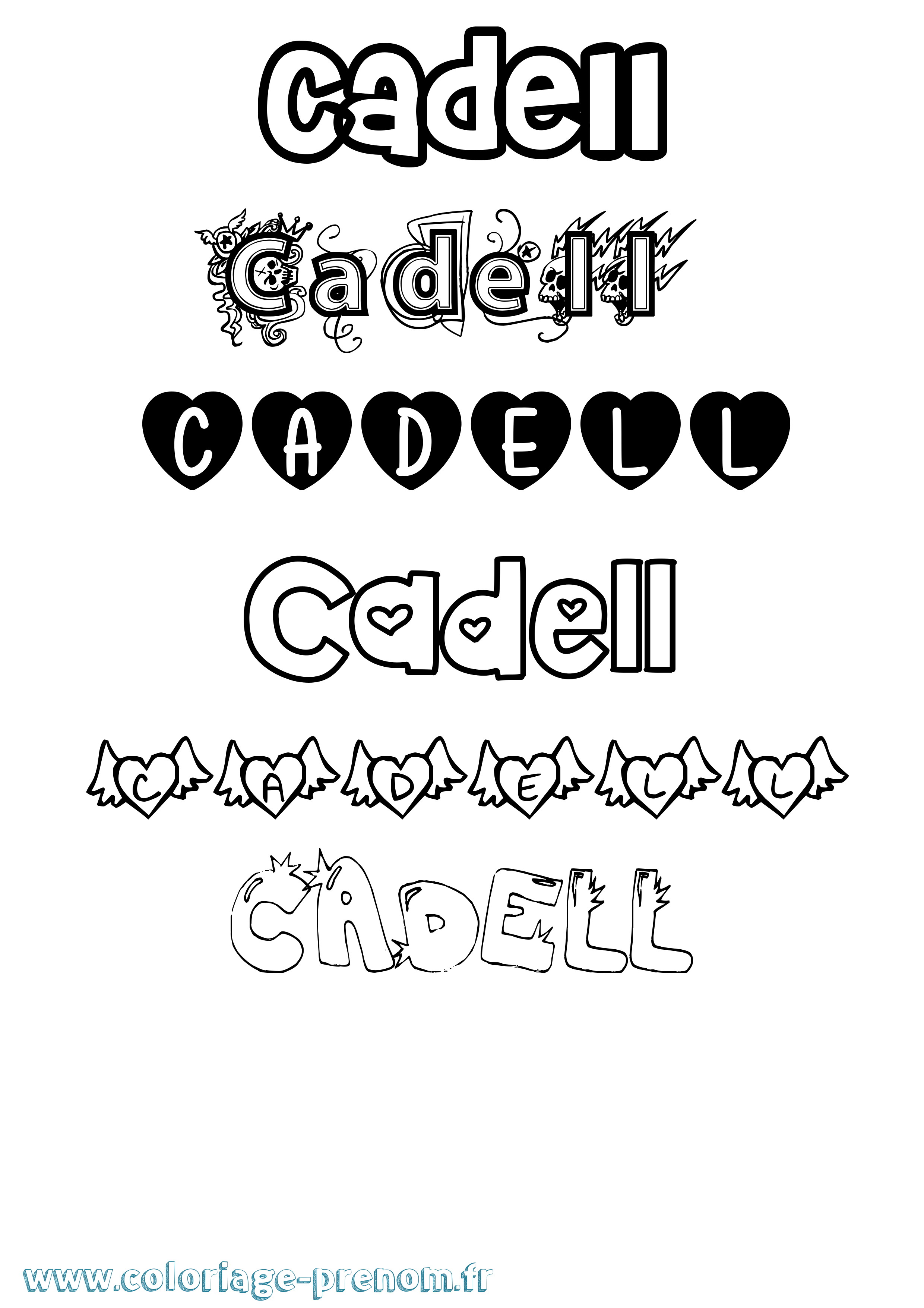 Coloriage prénom Cadell Girly